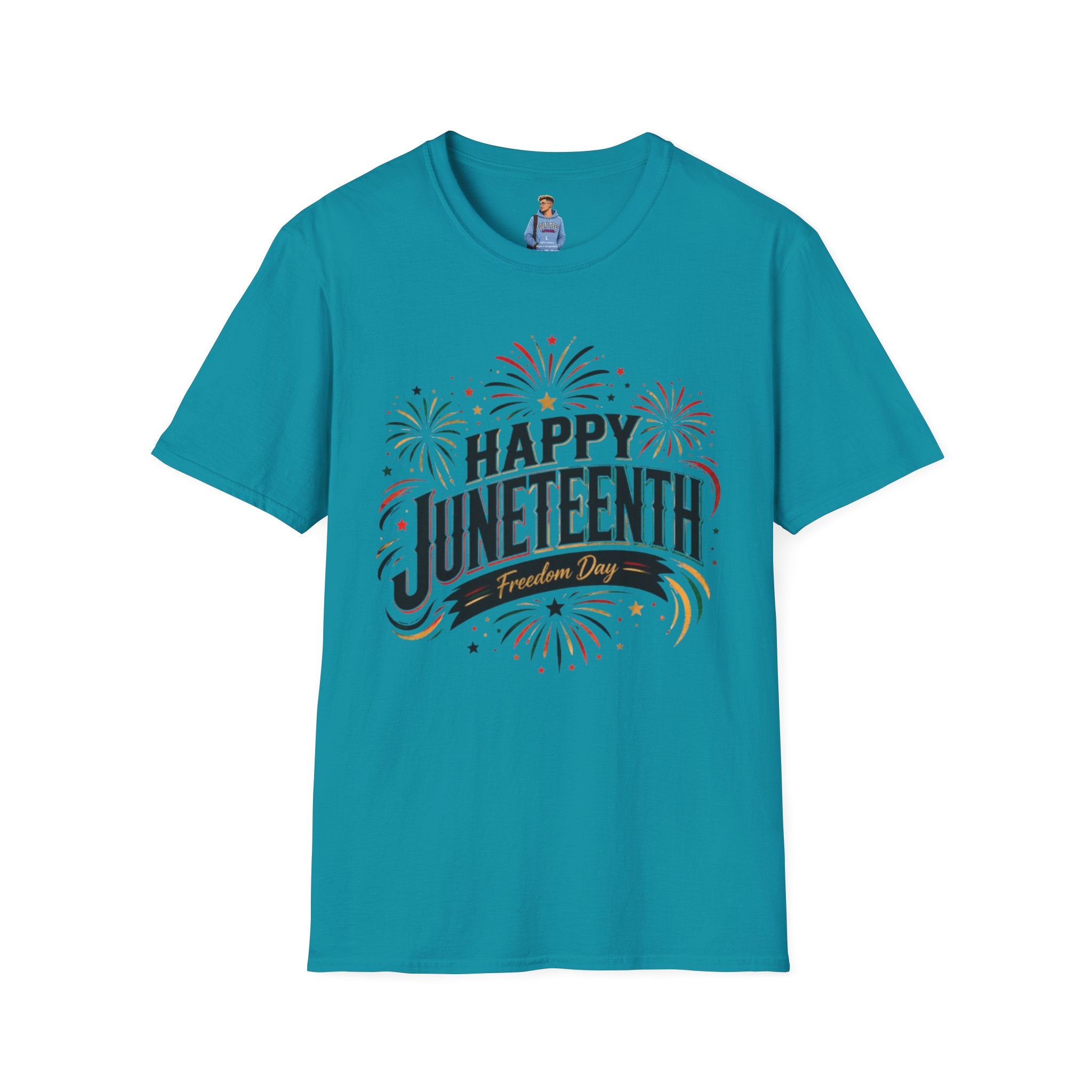 Juneteenth T-Shirt - "Happy Juneteenth" Fireworks Celebration Tee