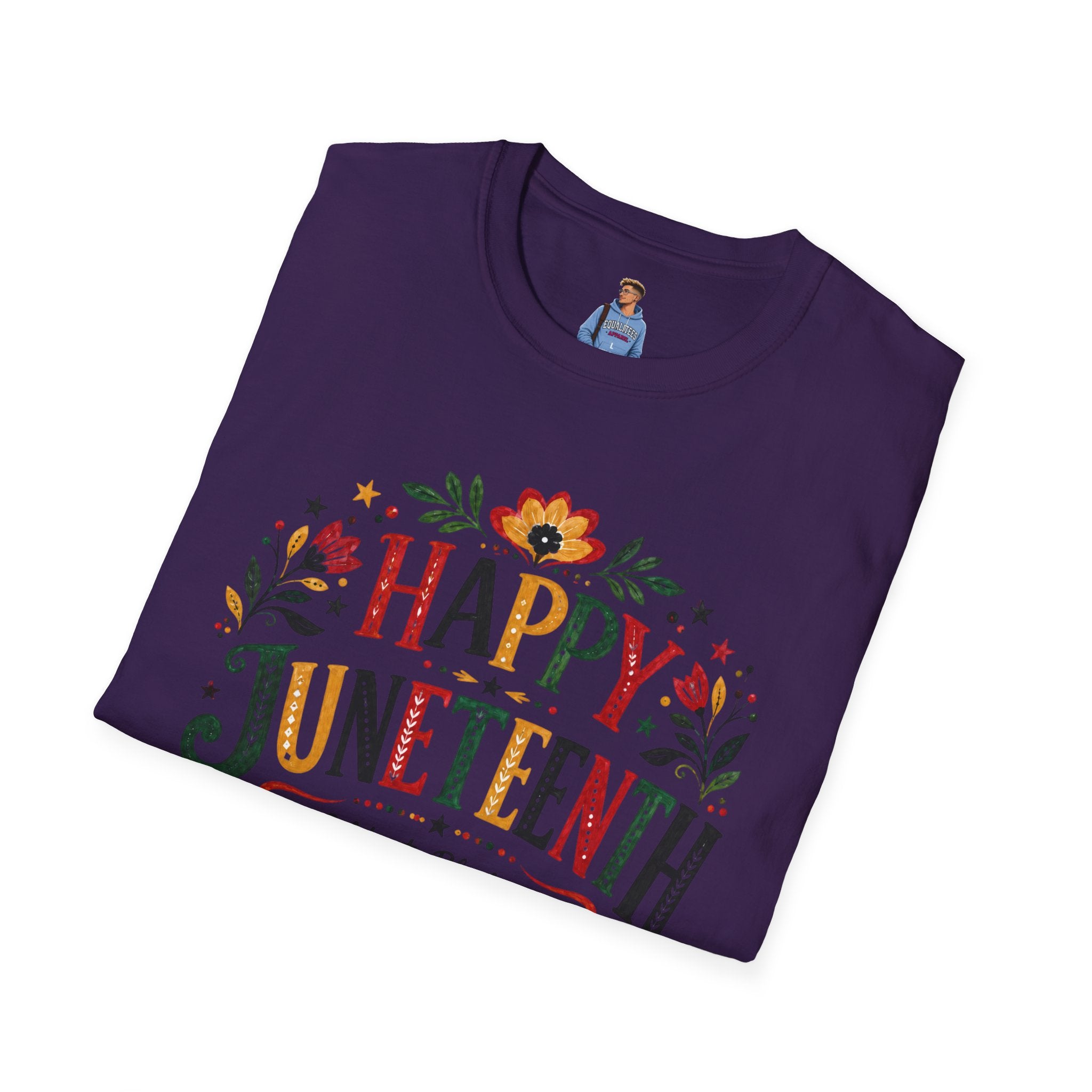 Juneteenth T-Shirt — "Happy Juneteenth" Floral Celebration Tee