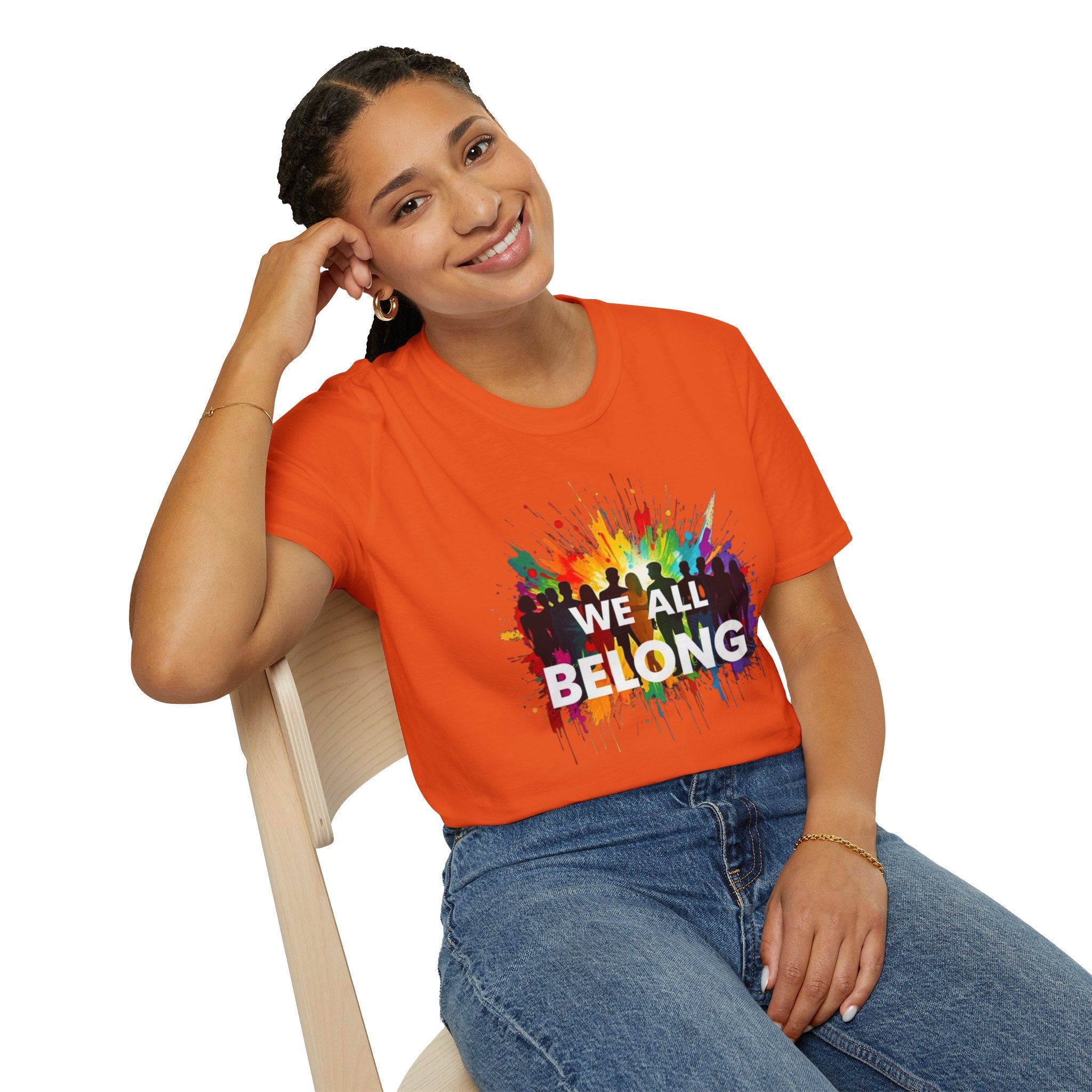 We All Belong Unisex Softstyle T-Shirt - Colorful Pride Tee