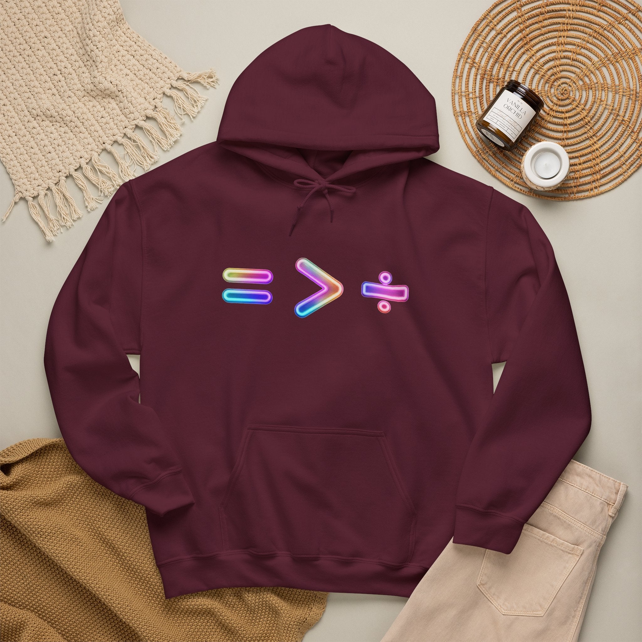 Equality is Greater than Division Neon Style Pullover Hoodie