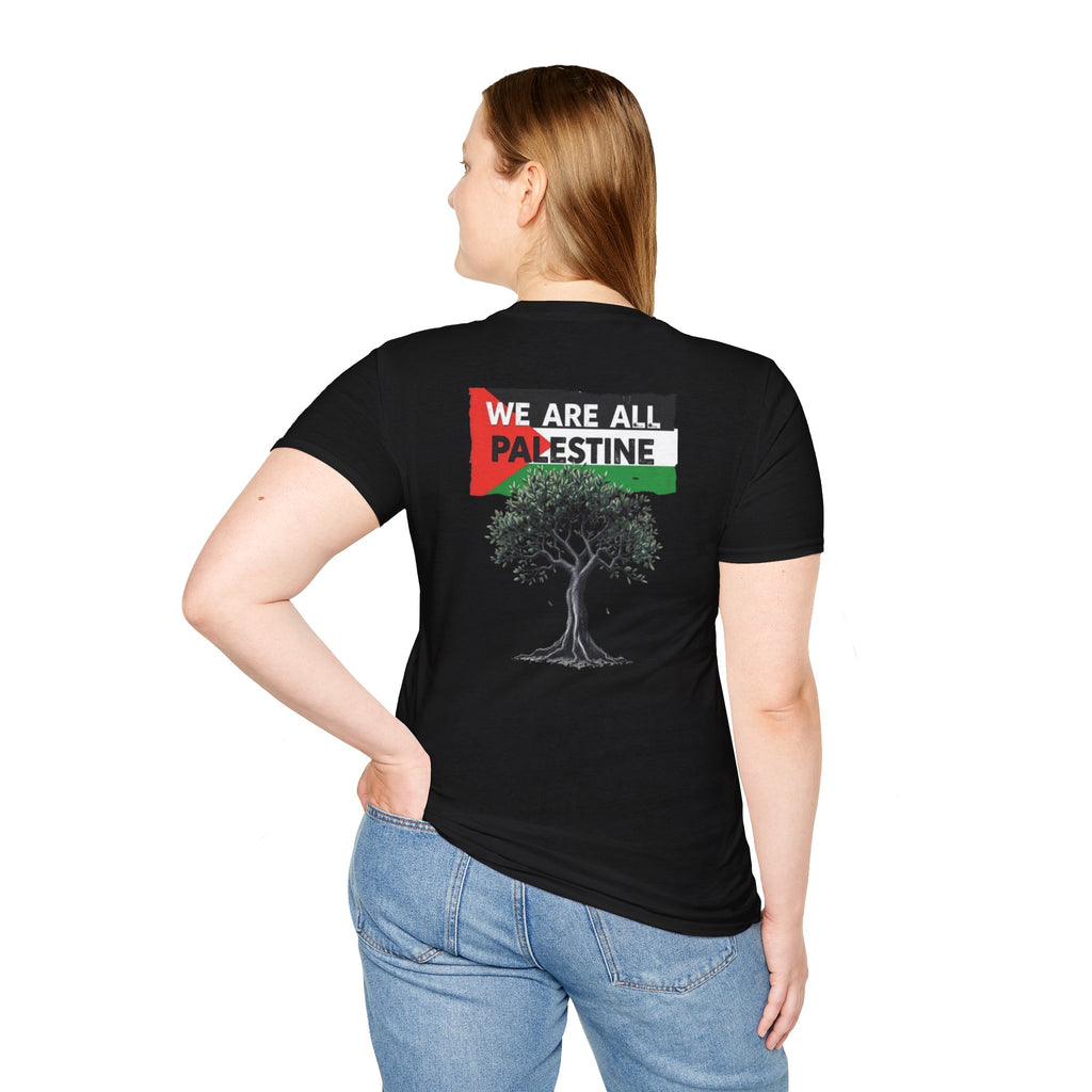 Camiseta unisex de estilo suave: "Apoya a Gaza y todos somos Palestina".