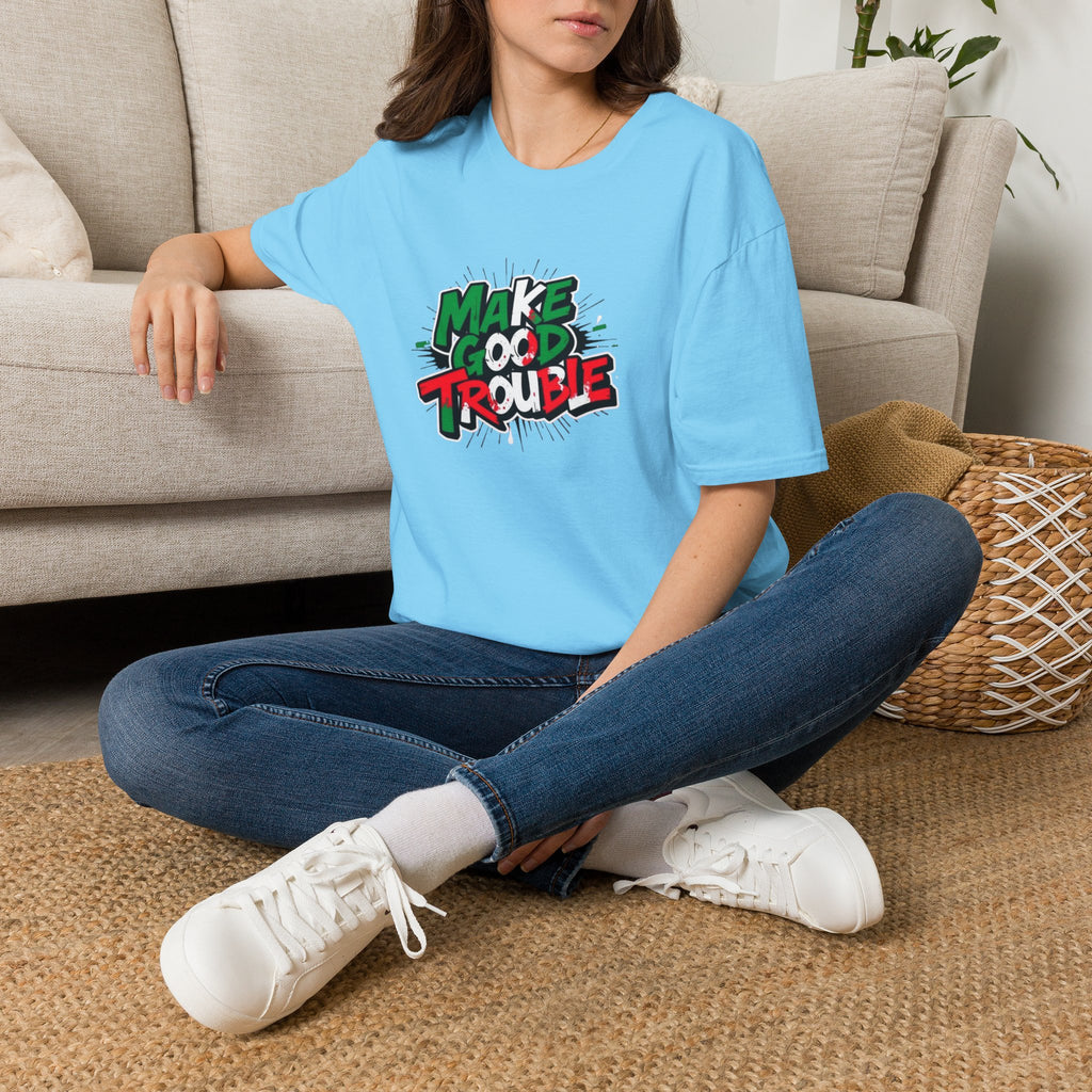 Camiseta unisex de estilo suave Make Good Trouble | Divertida camiseta gráfica para activistas y creadores de tendencias