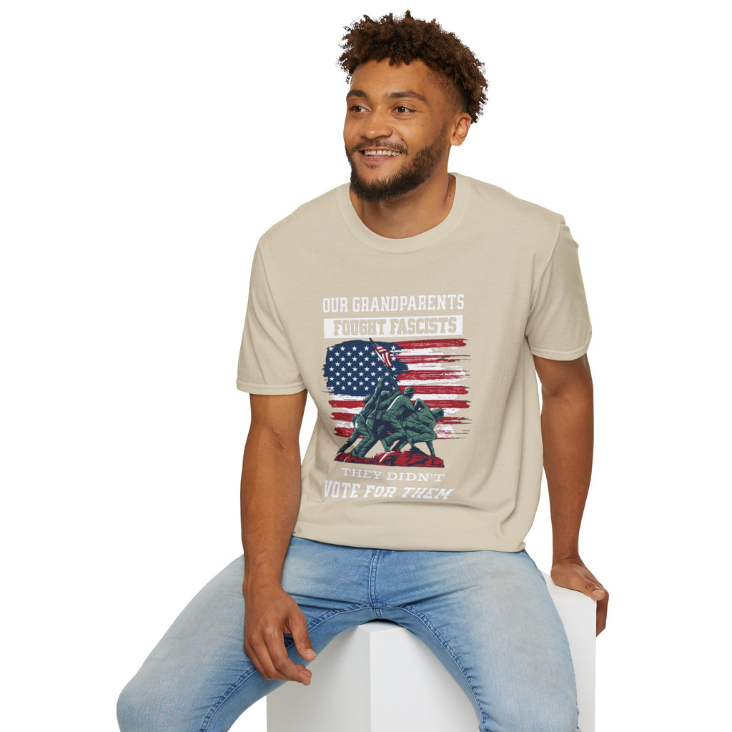 Unisex Softstyle T-Shirt: 'Our Grandparents Fought Fascists' Patriotic Tee
