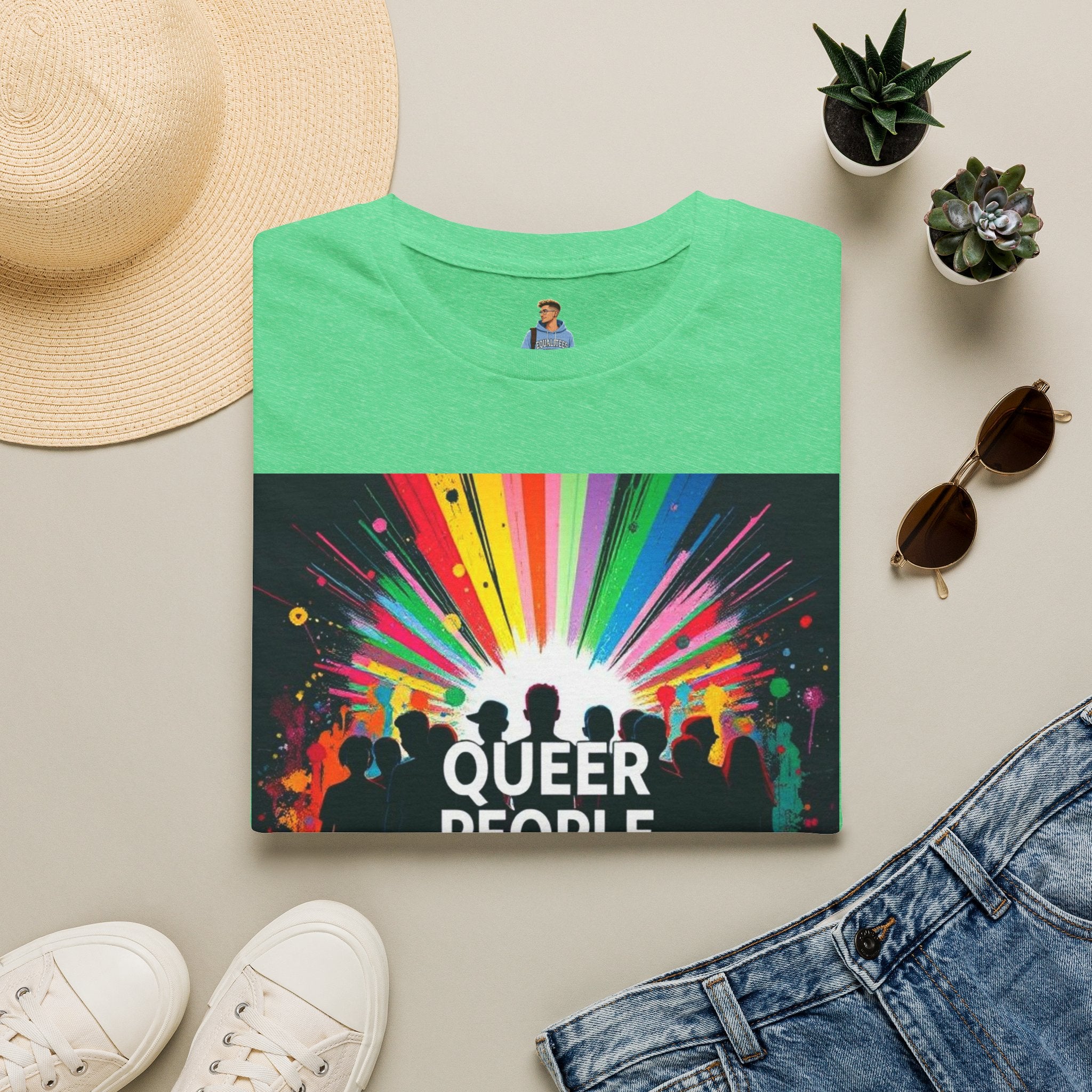 Unisex Softstyle T-Shirt - 'Queer People Belong Everywhere' Pride Graphic Tee