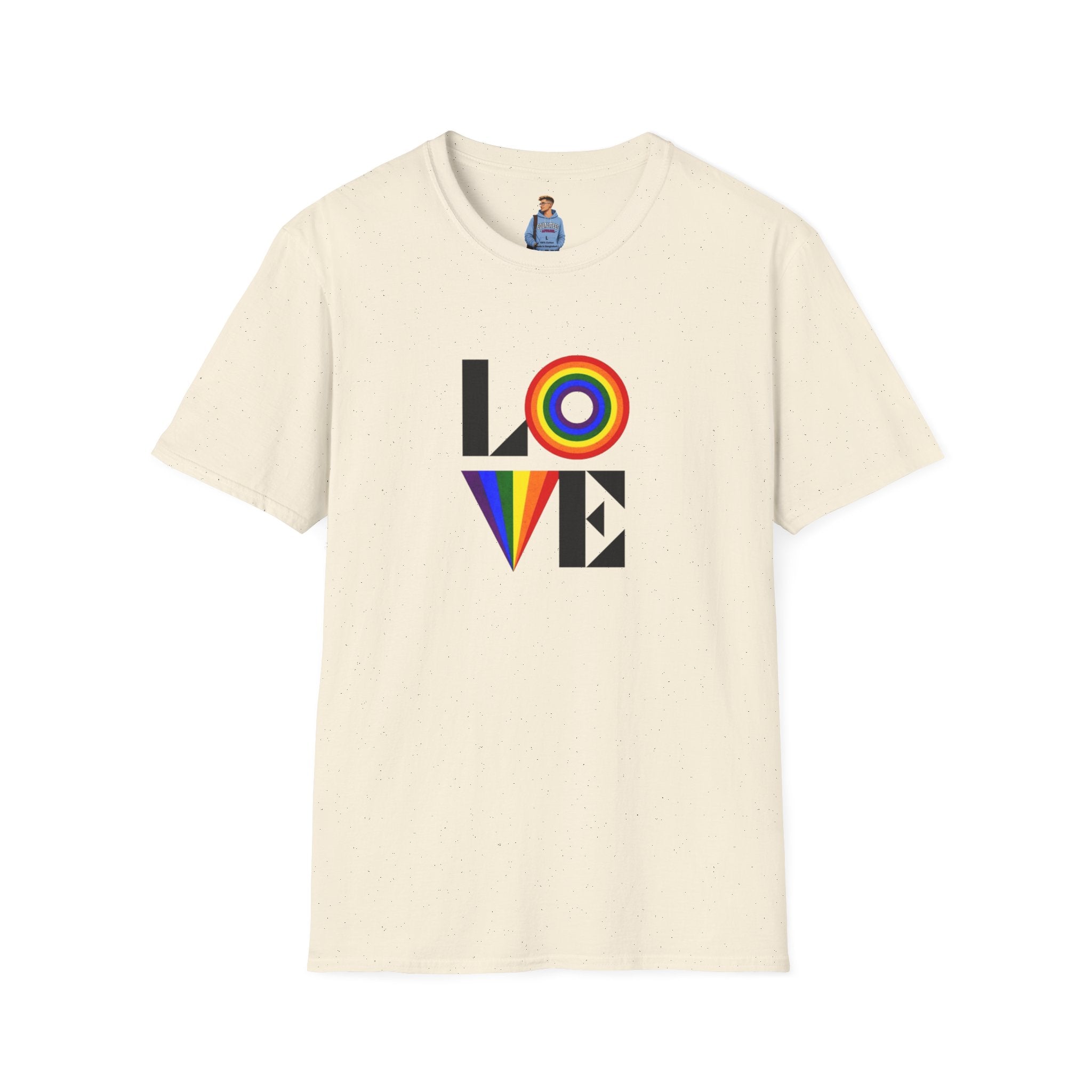Camiseta unisex suave con diseño vibrante LOVE para Pride