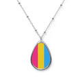 Pansexual Pride Oval Necklace - Stylish Silver Pendant for Inclusivity and Celebration - EqualiTees.Me