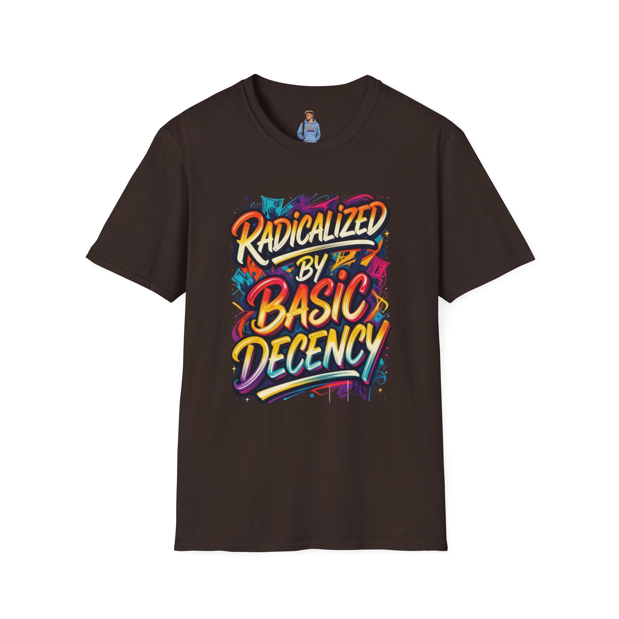 Radicalized by Basic Decency T-Shirt Colorful Graffiti Typography