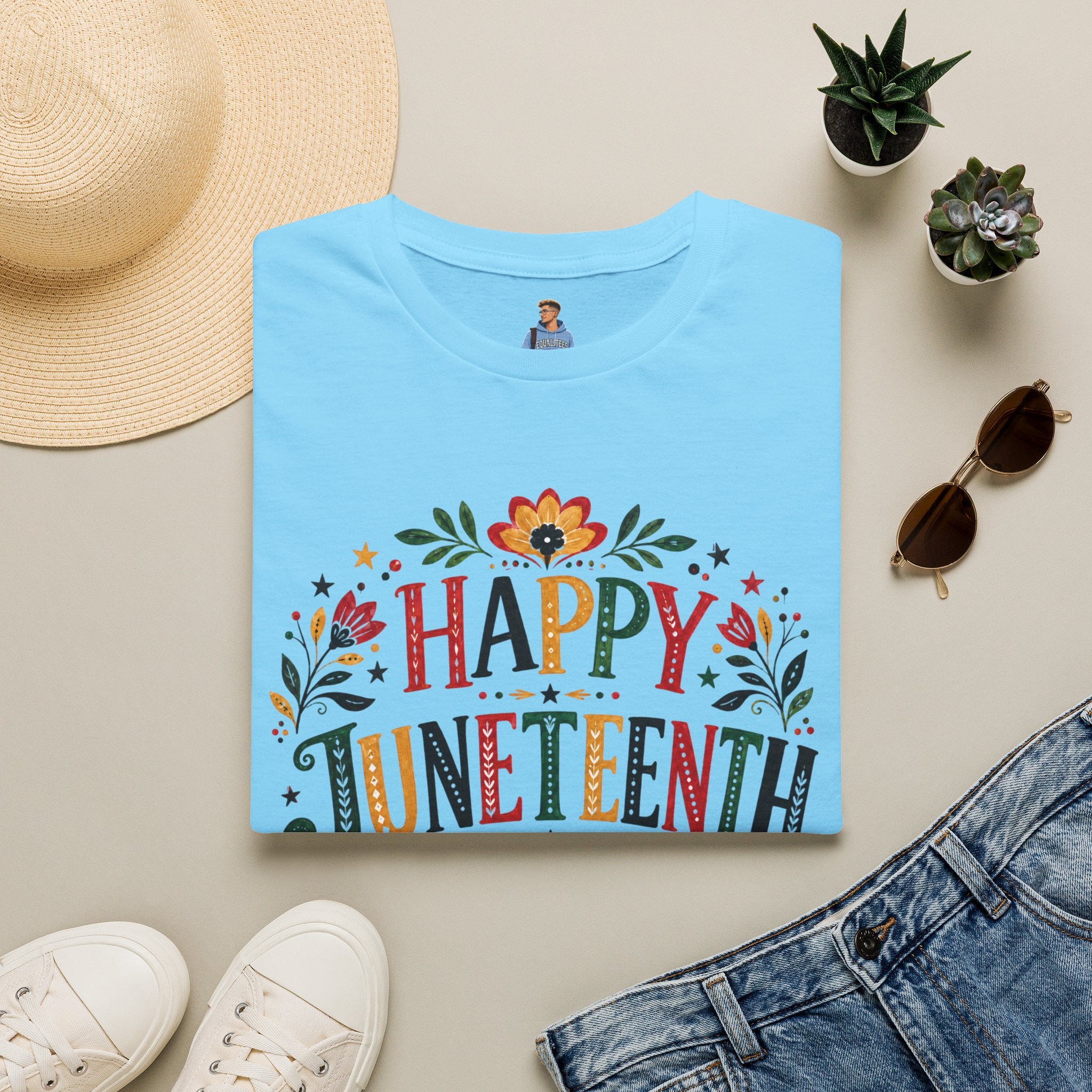 Juneteenth T-Shirt — "Happy Juneteenth" Floral Celebration Tee