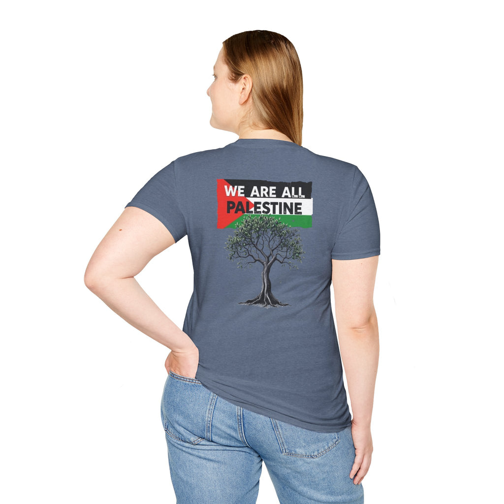 Camiseta unisex de estilo suave: "Apoya a Gaza y todos somos Palestina".