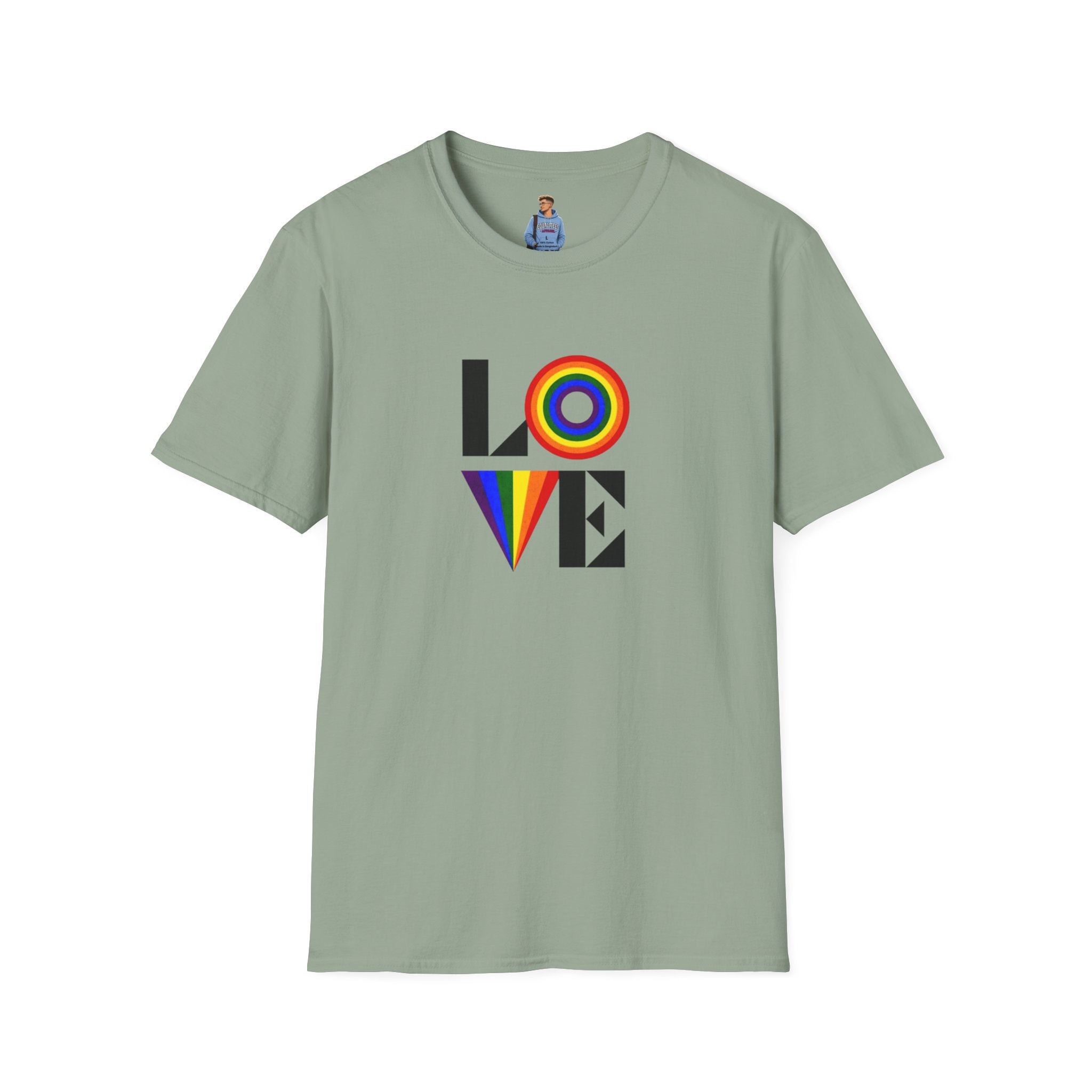 Camiseta unisex suave con diseño vibrante LOVE para Pride