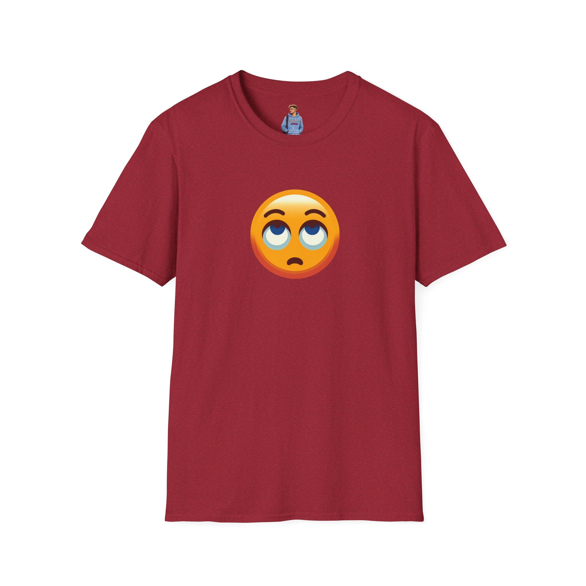 Unisex Softstyle T-Shirt with Eye Roll Emoji | Casual Graphic Tee for Everyday Humor