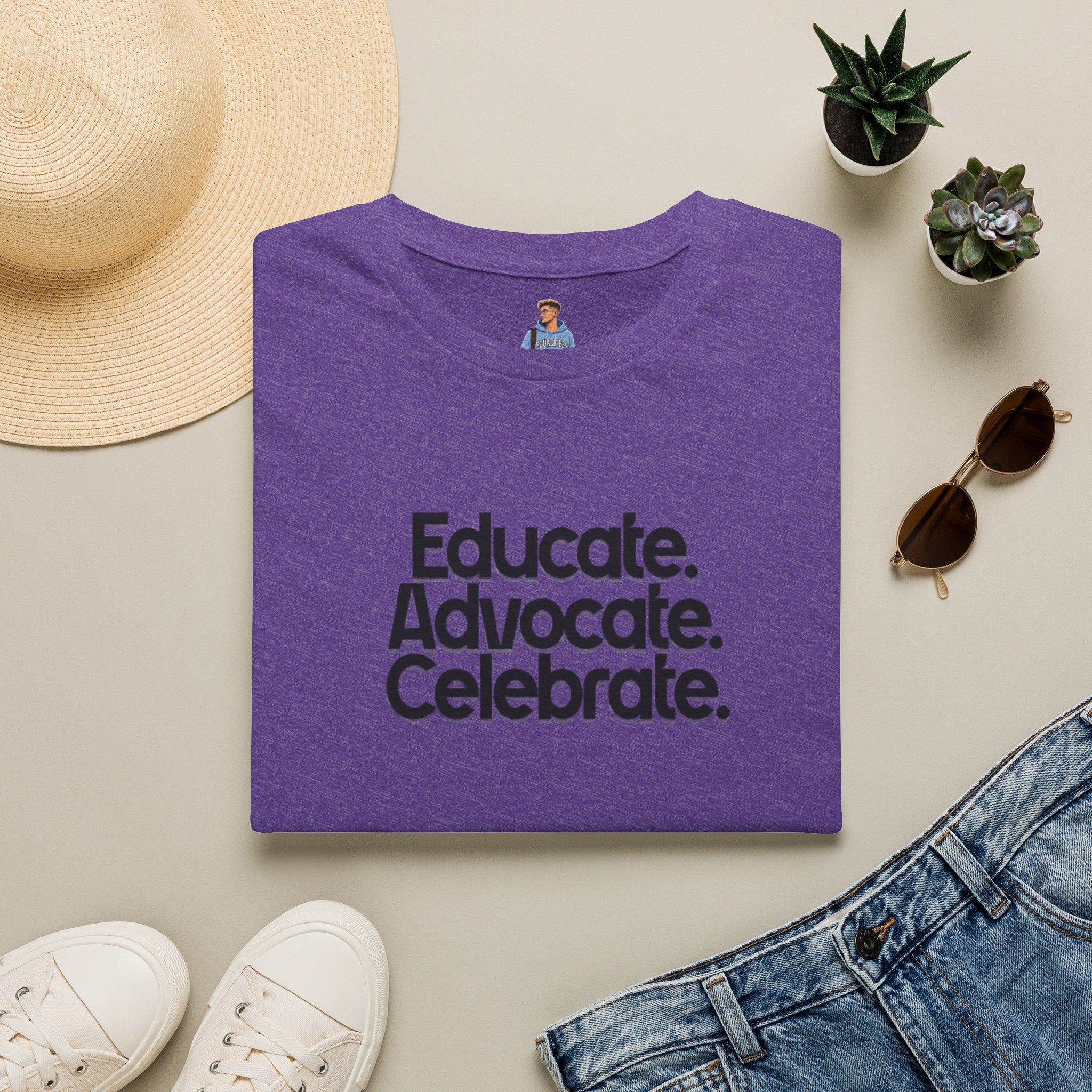Teacher Advocate T-Shirt - Subtle Pride Educate Advocate Celebrate Design