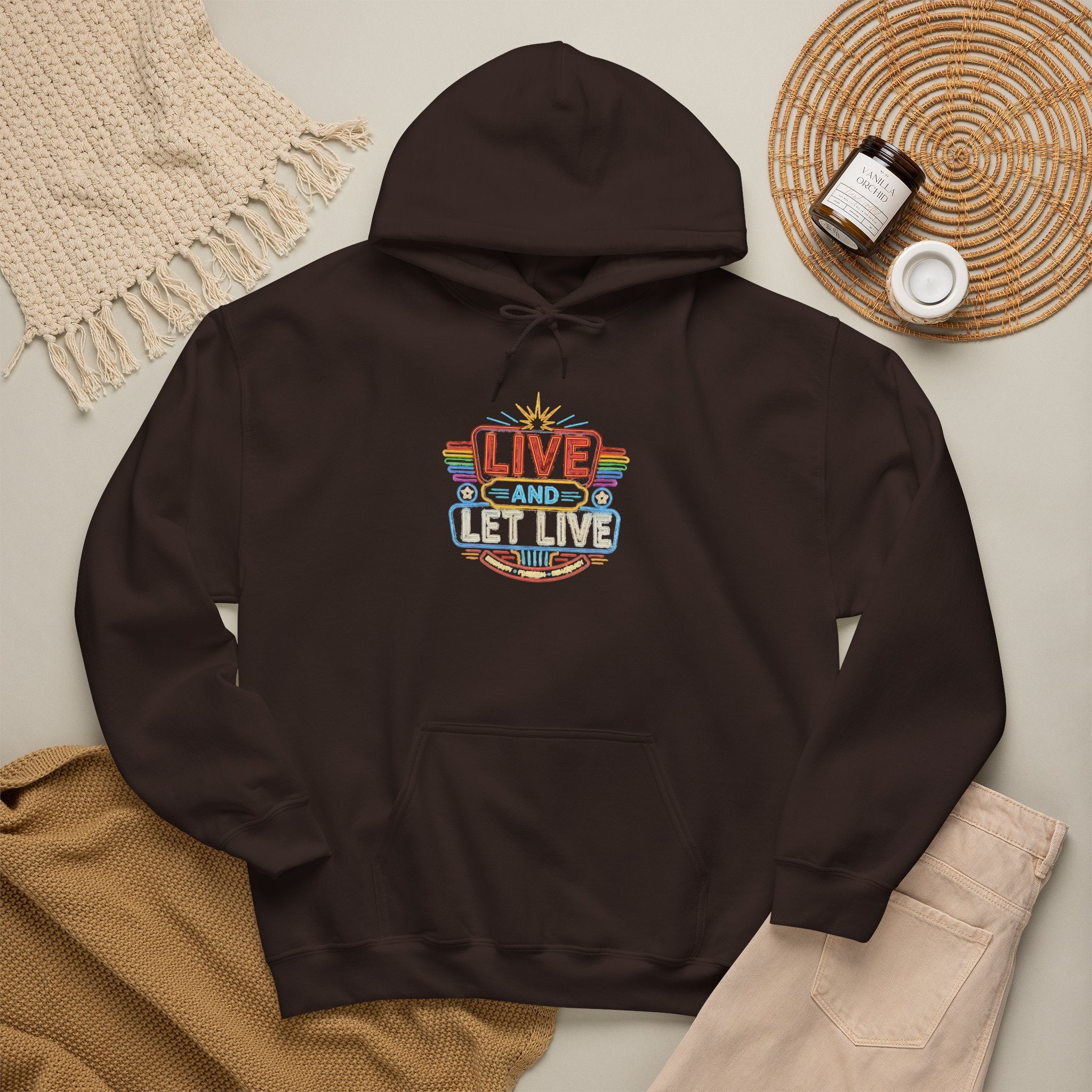 Live And Let Live Hoodie — Retro Peace Graphic Pullover