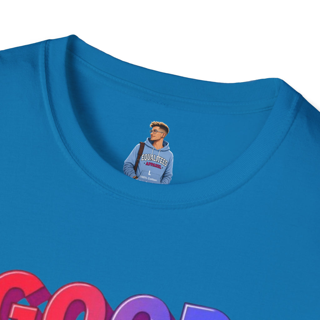 Camiseta unisex de estilo suave con mensaje positivo "Arcoíris, buena voluntad, triunfo"
