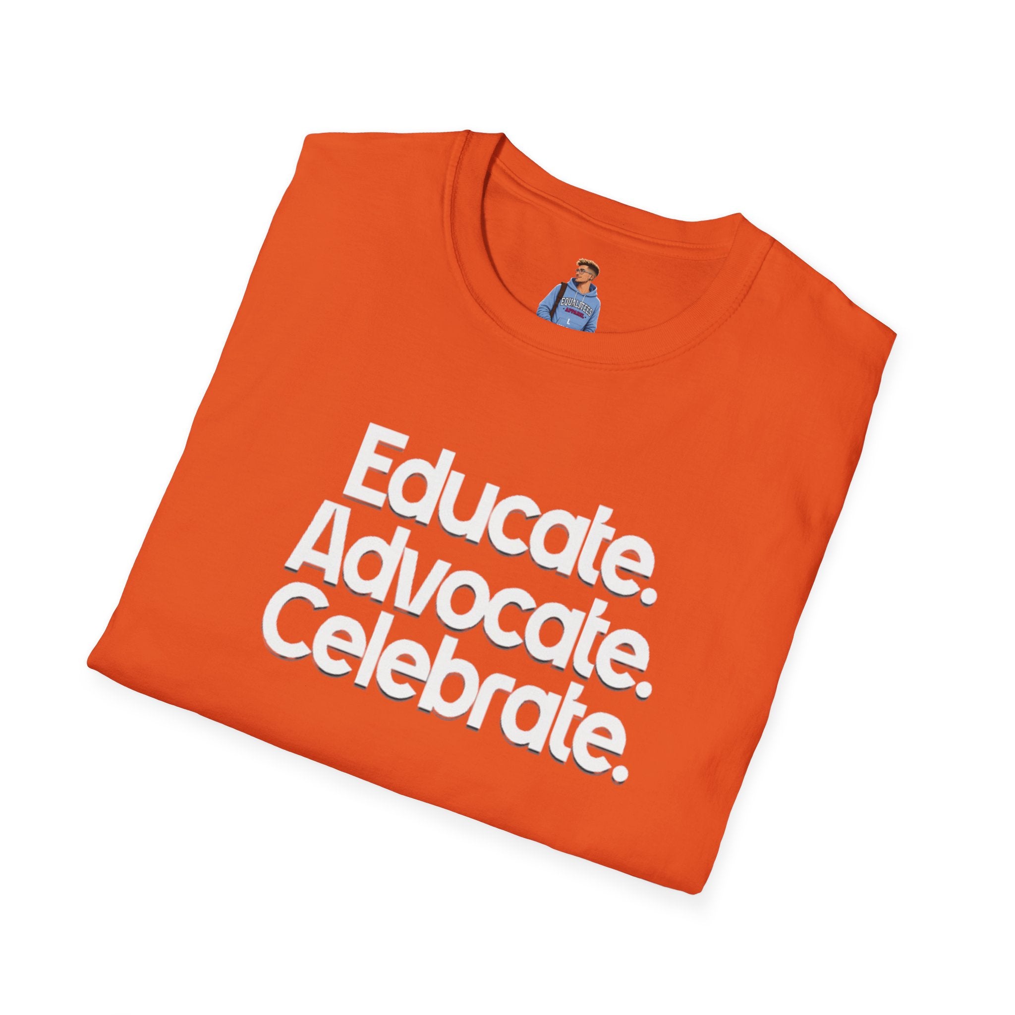 Educate. Advocate. Celebrate. Minimalist Pride T-Shirt