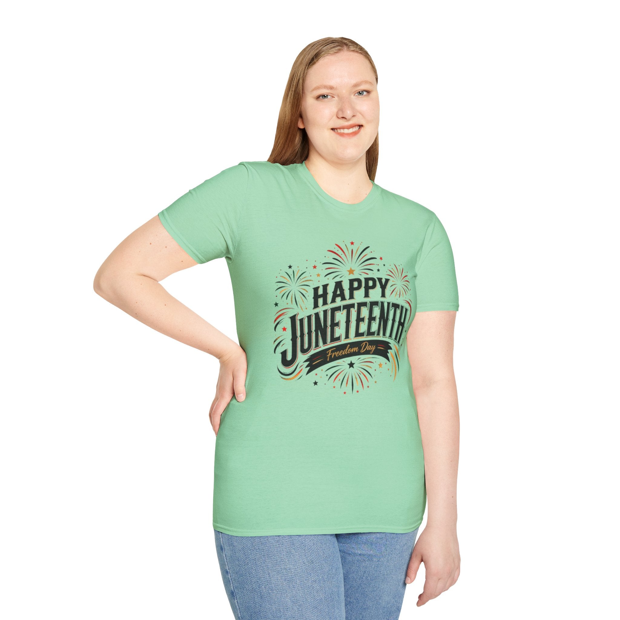 Juneteenth T-Shirt - "Happy Juneteenth" Fireworks Celebration Tee