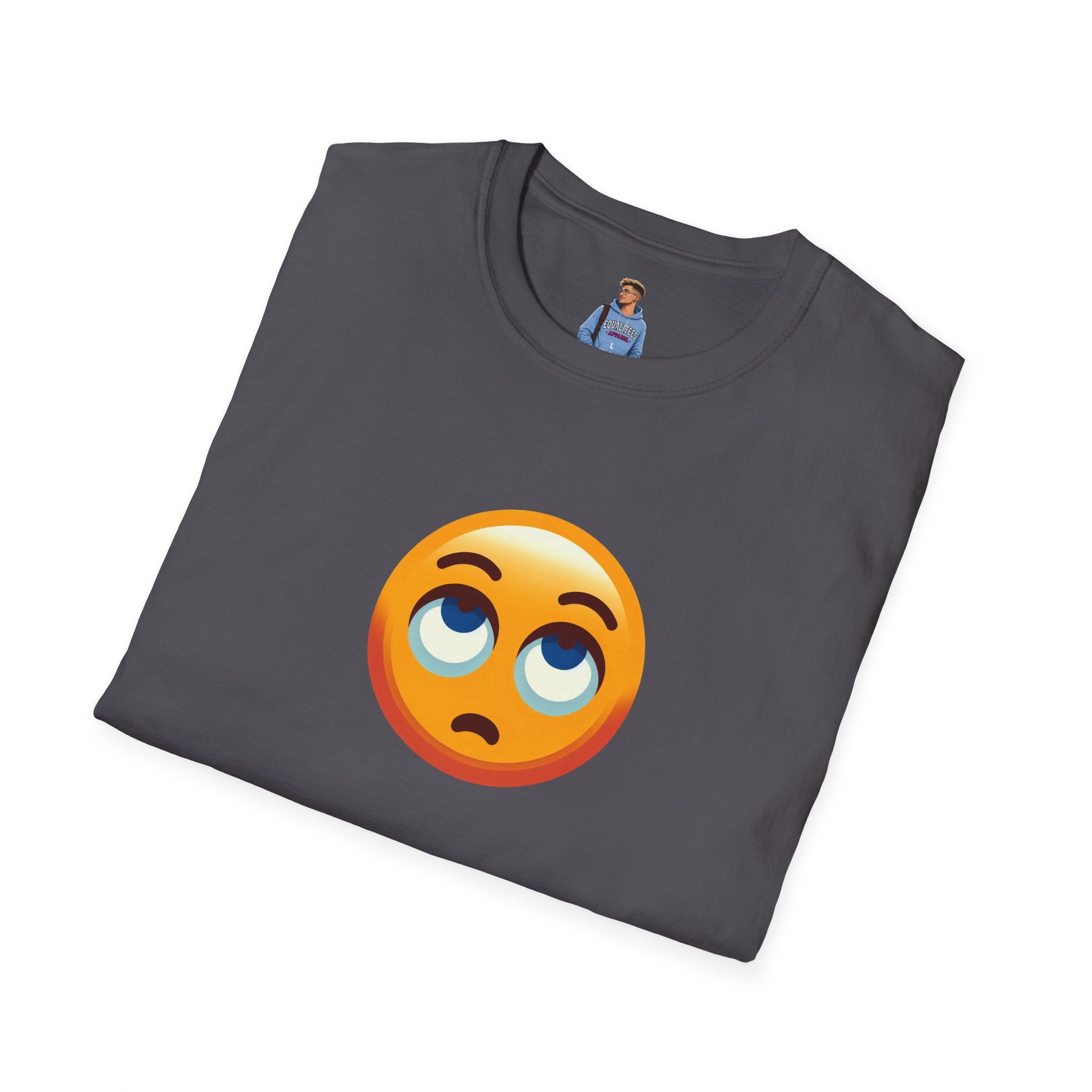 Camiseta unisex de estilo suave con emoji de ojos en blanco | Camiseta gráfica informal para el día a día