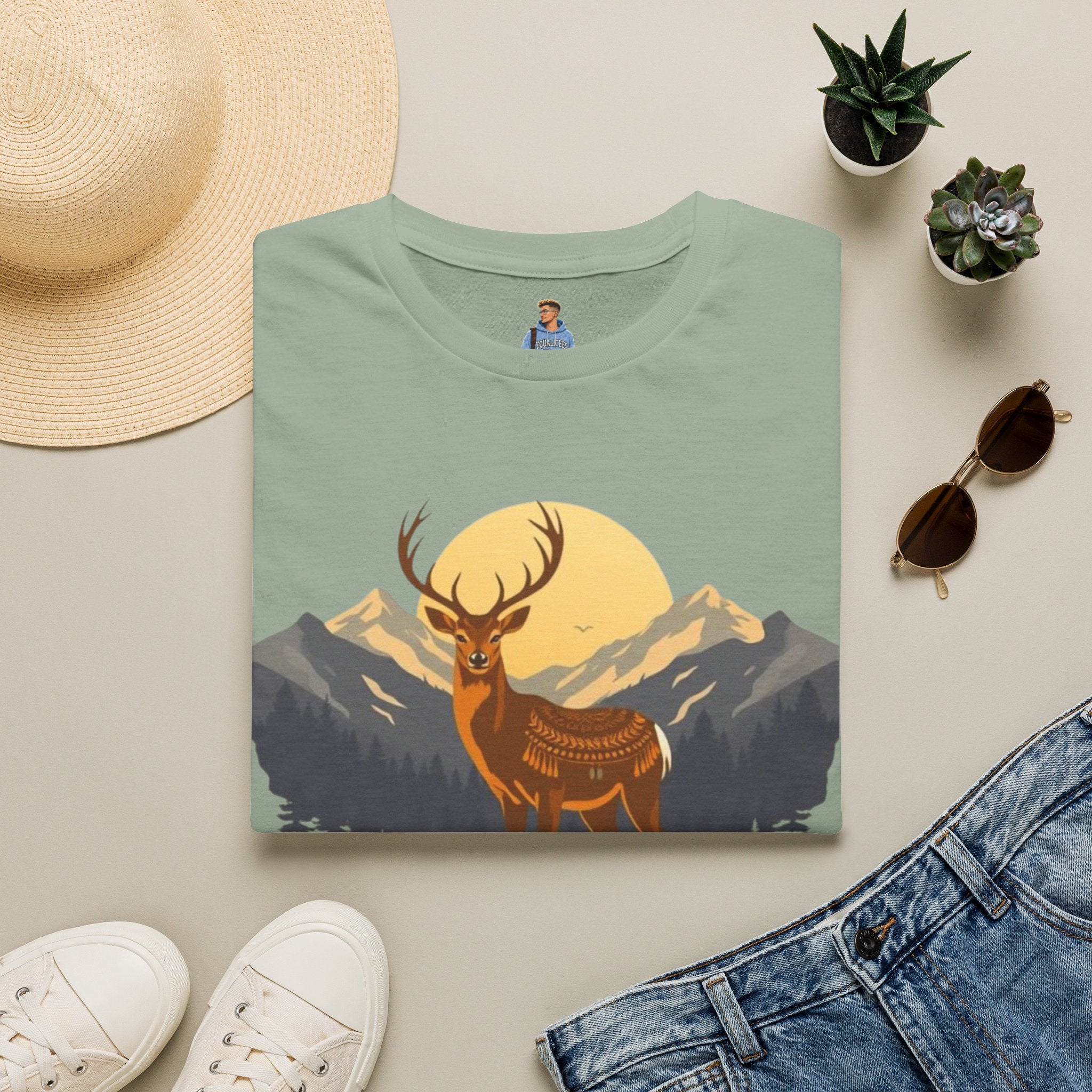 Mountain Sunset Deer Unisex Softstyle T-Shirt
