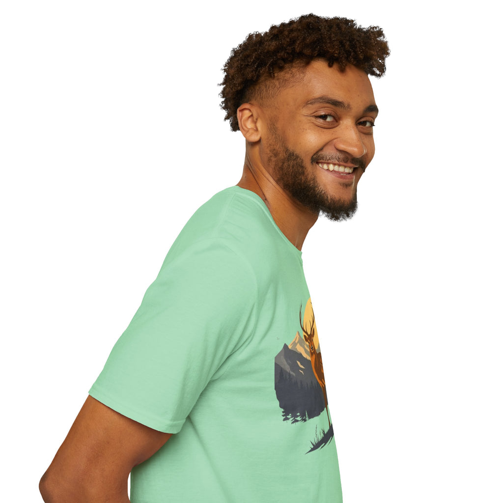 Mountain Sunset Deer Unisex Softstyle T-Shirt