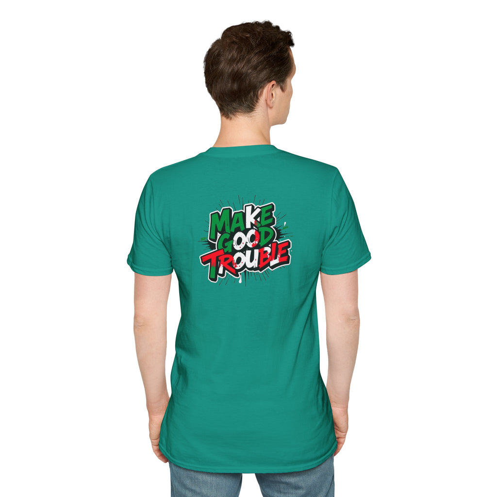 Camiseta unisex de estilo suave Make Good Trouble | Divertida camiseta gráfica para activistas y creadores de tendencias