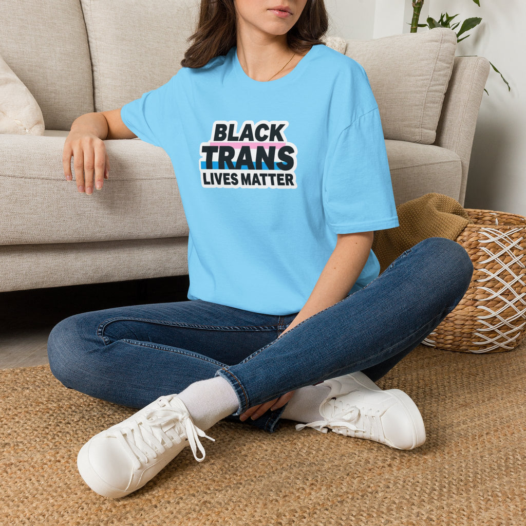 Unisex Softstyle T-Shirt - Black Trans Lives Matter Statement Tee