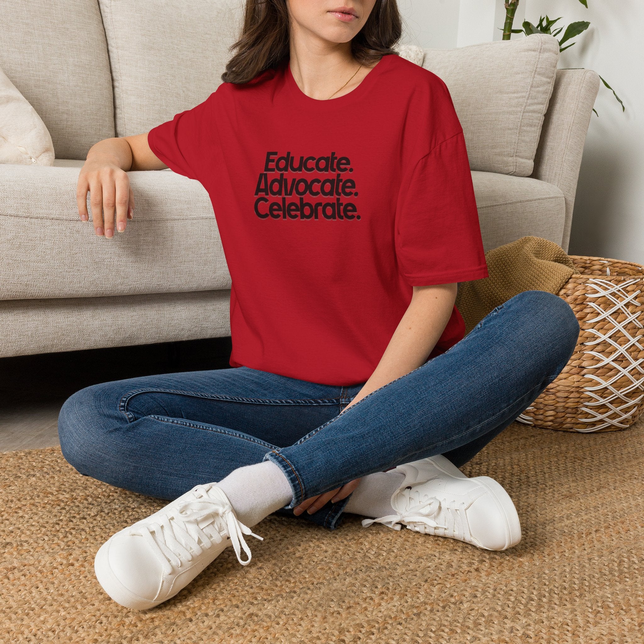 Teacher Advocate T-Shirt - Subtle Pride Educate Advocate Celebrate Design