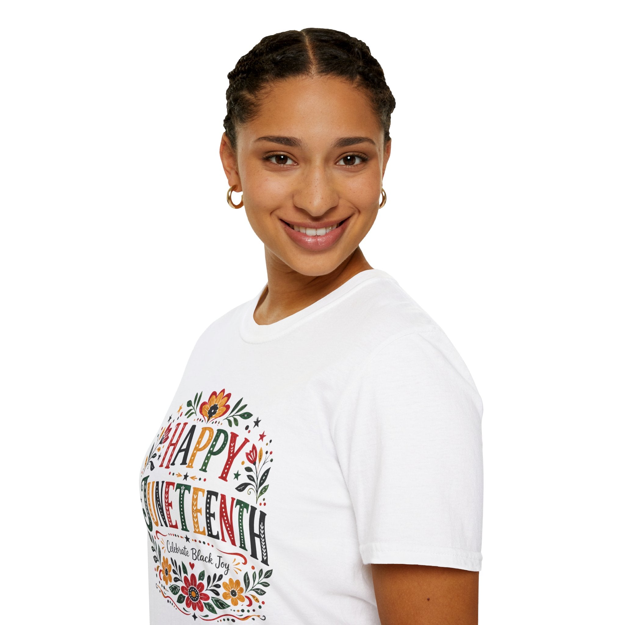Juneteenth T-Shirt — "Happy Juneteenth" Floral Celebration Tee