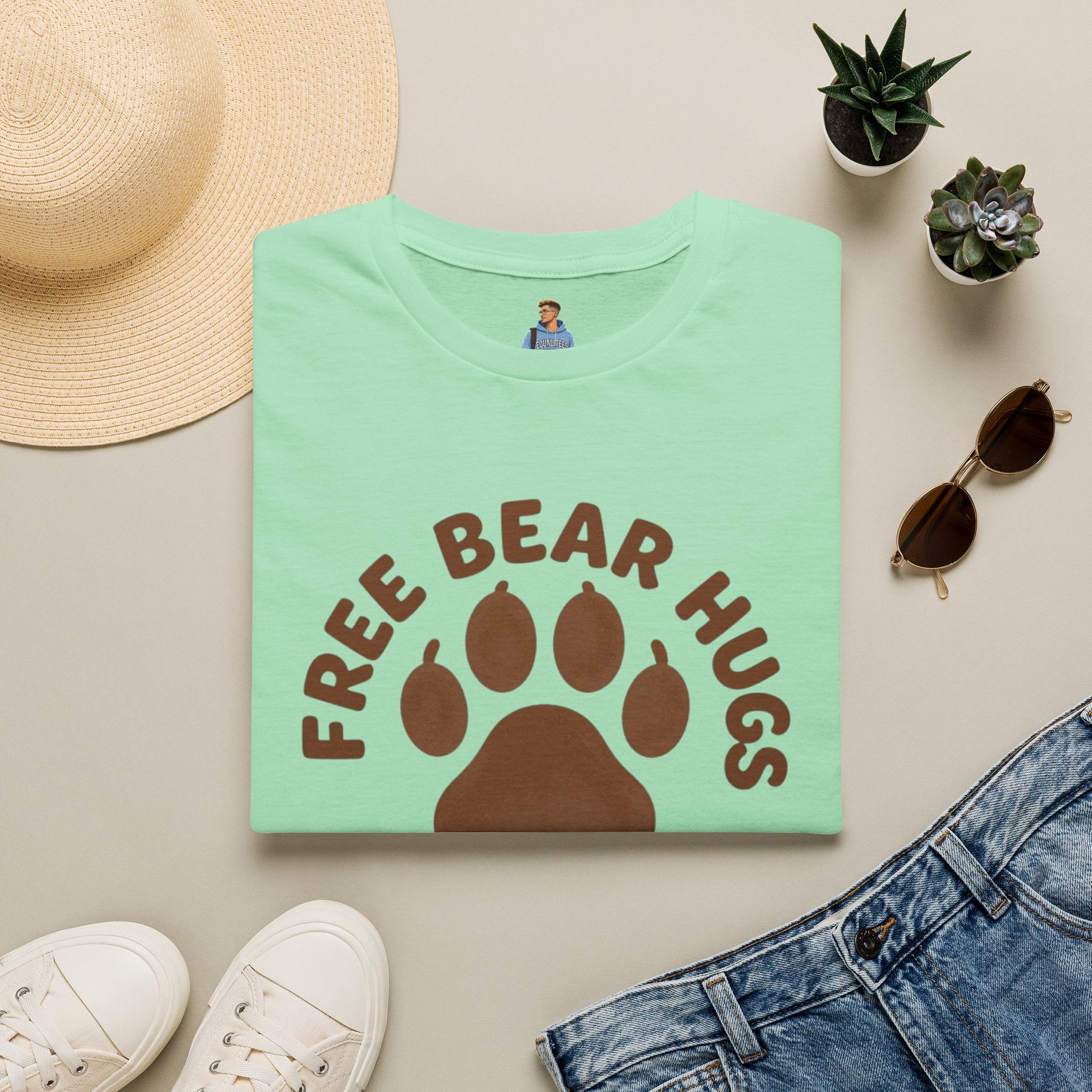 Free Bear Hugs T-Shirt — Cute Paw Print Wildlife Tee