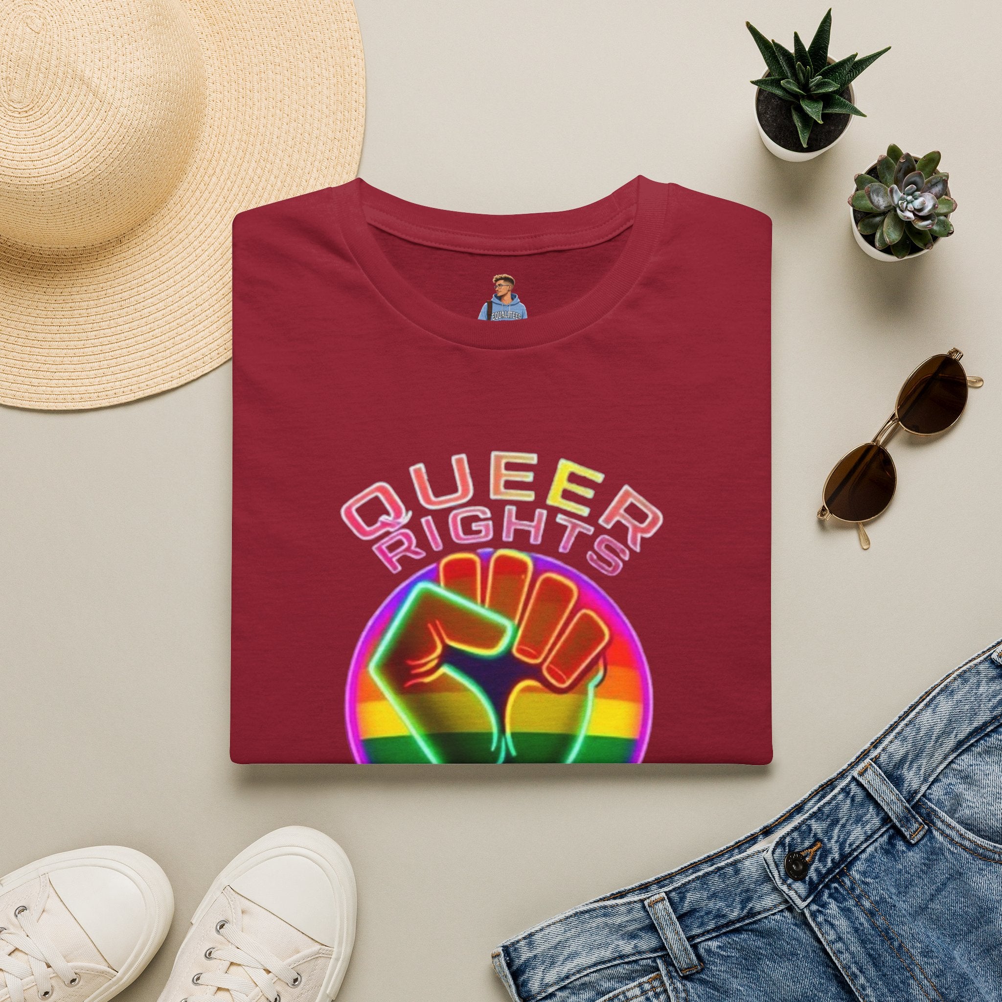 Unisex Softstyle T-Shirt - Queer Rights Are Human Rights Statement Tee