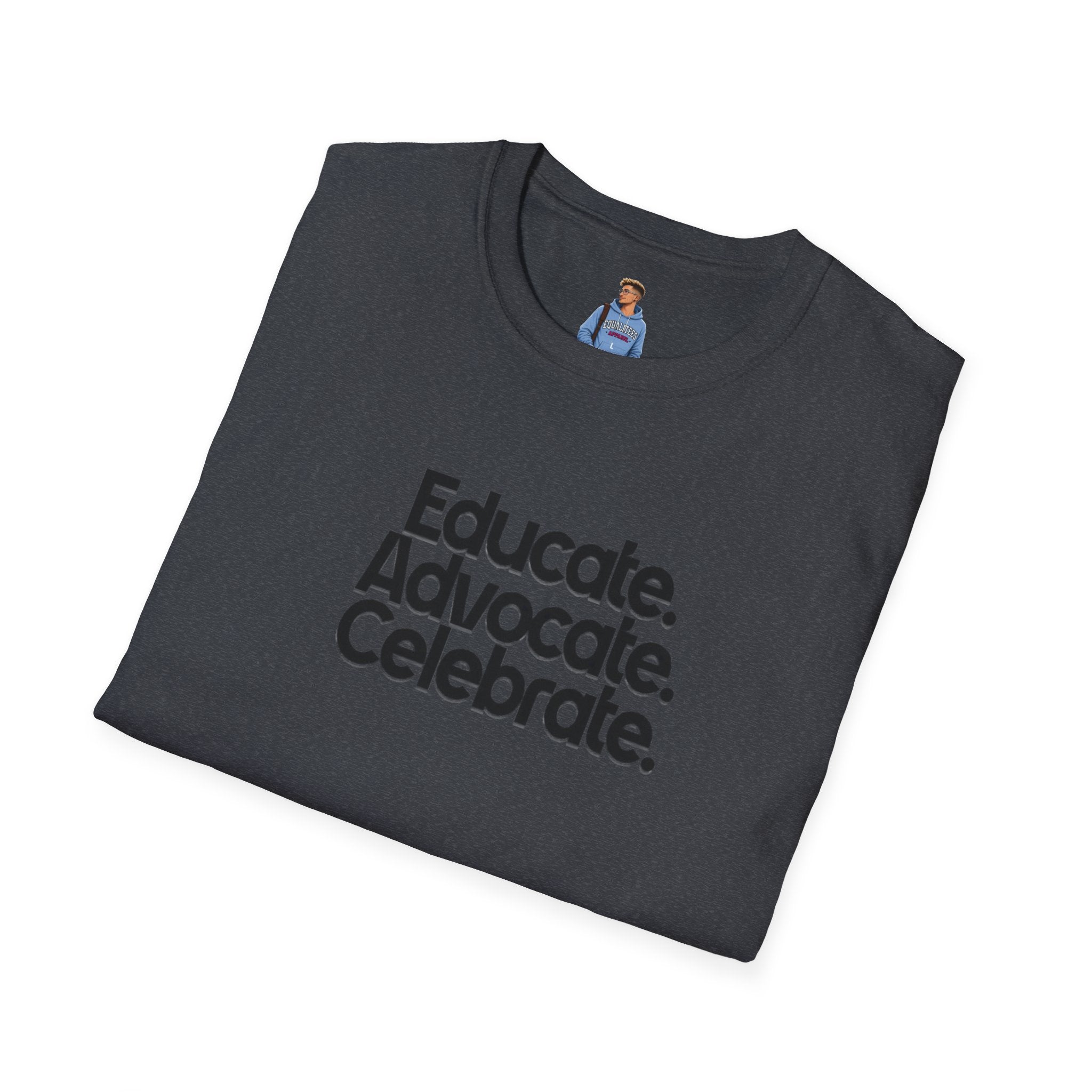 Teacher Advocate T-Shirt - Subtle Pride Educate Advocate Celebrate Design