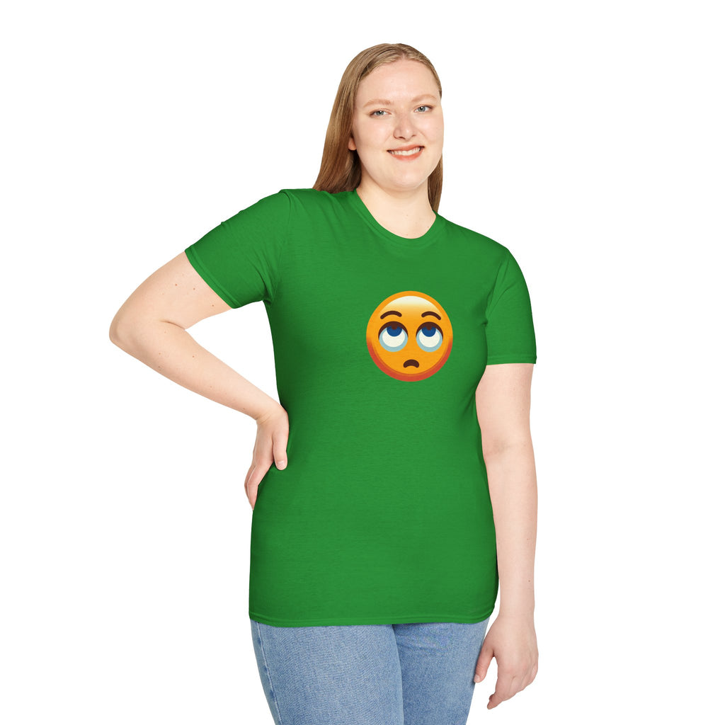 Camiseta unisex de estilo suave con emoji de ojos en blanco | Camiseta gráfica informal para el día a día