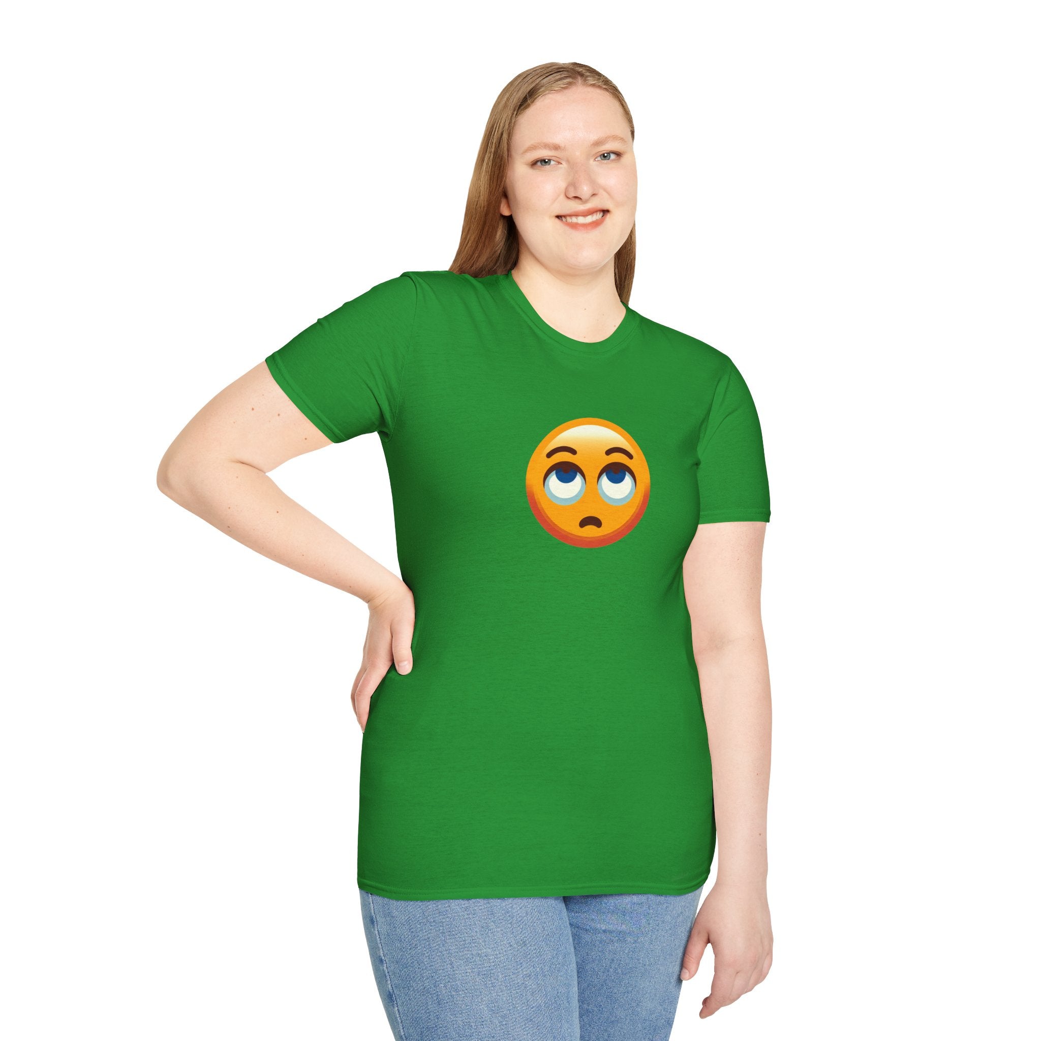 Camiseta unisex de estilo suave con emoji de ojos en blanco | Camiseta gráfica informal para el día a día