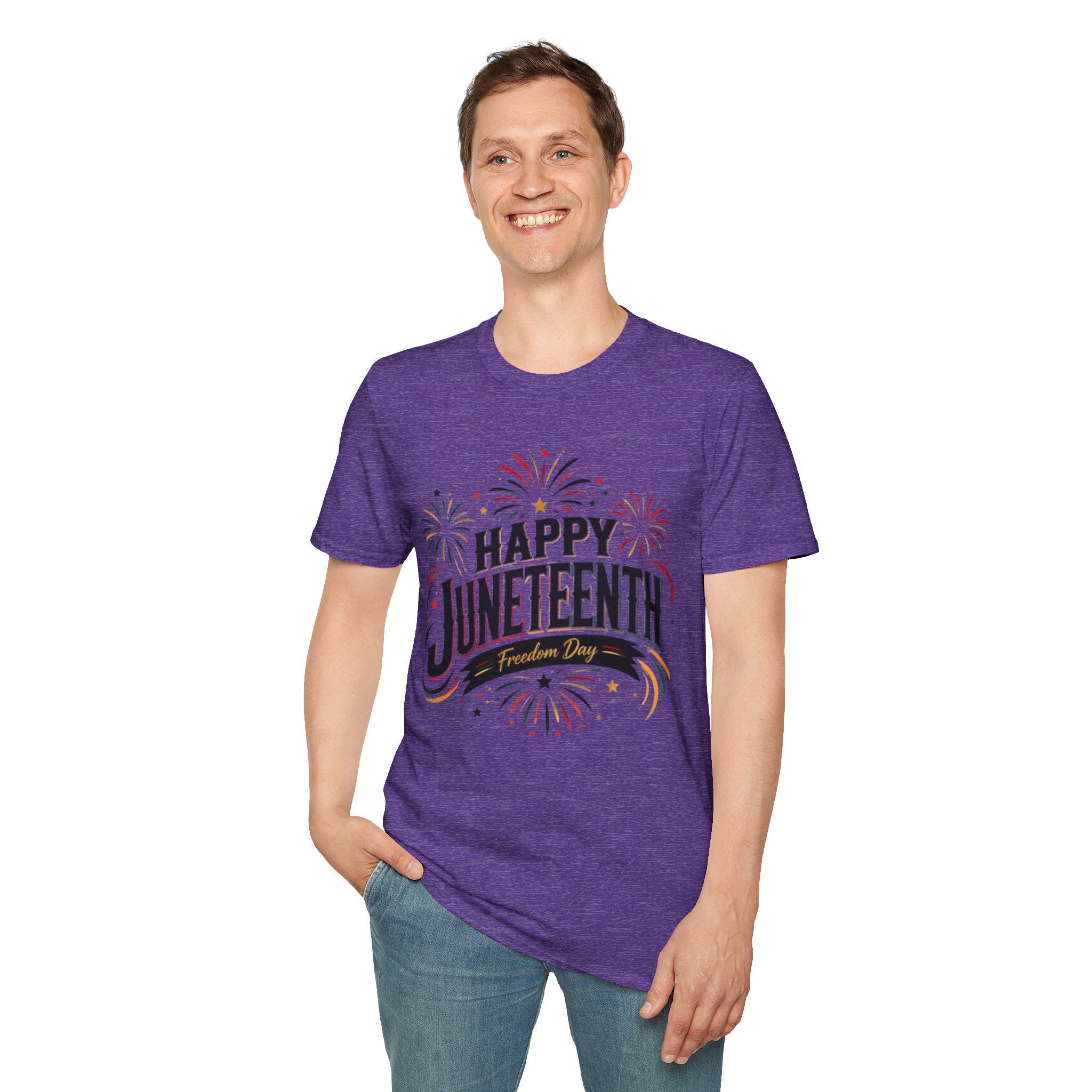 Juneteenth T-Shirt - "Happy Juneteenth" Fireworks Celebration Tee