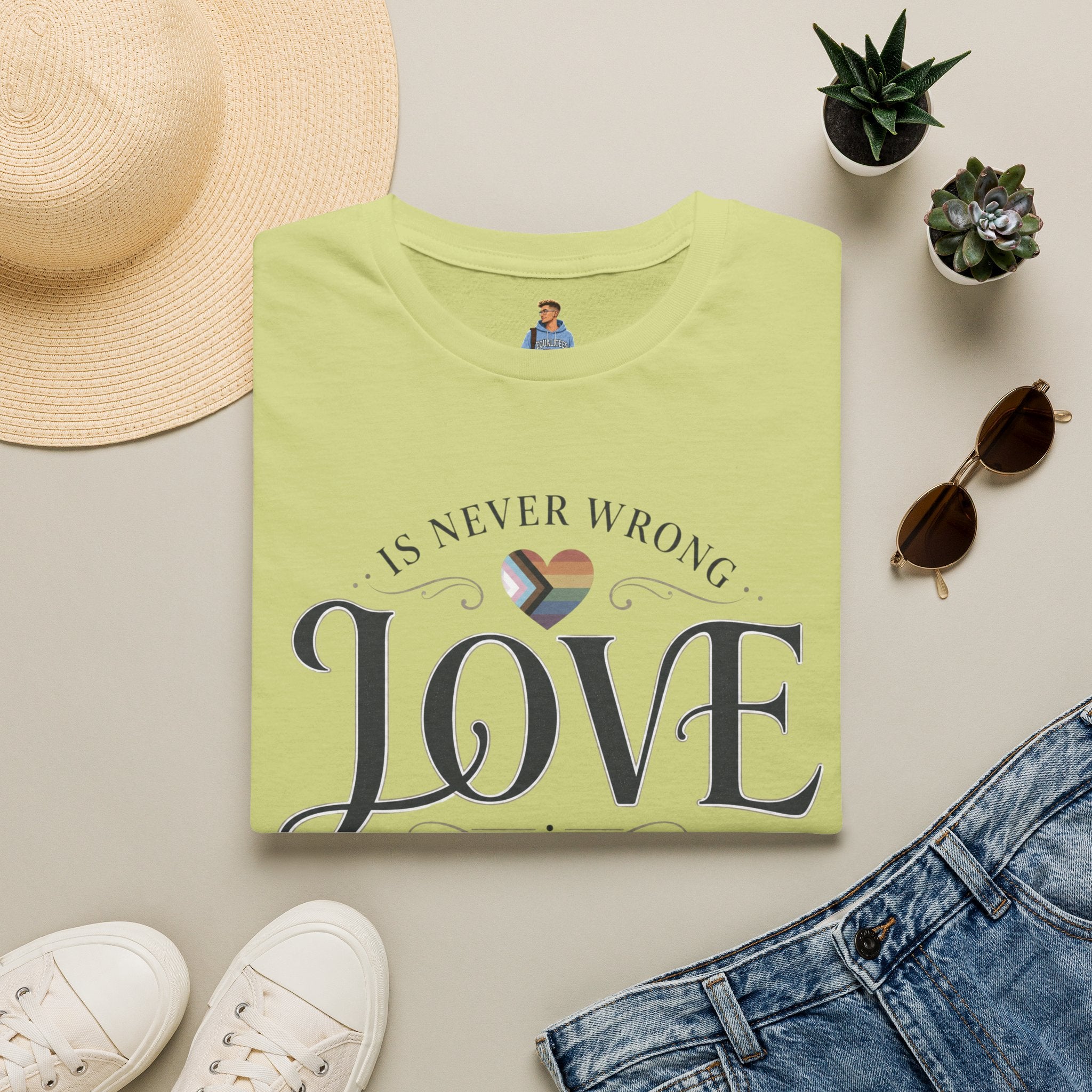 Love Is Never Wrong T-Shirt — LGBTQ+ Pride Heart Tee