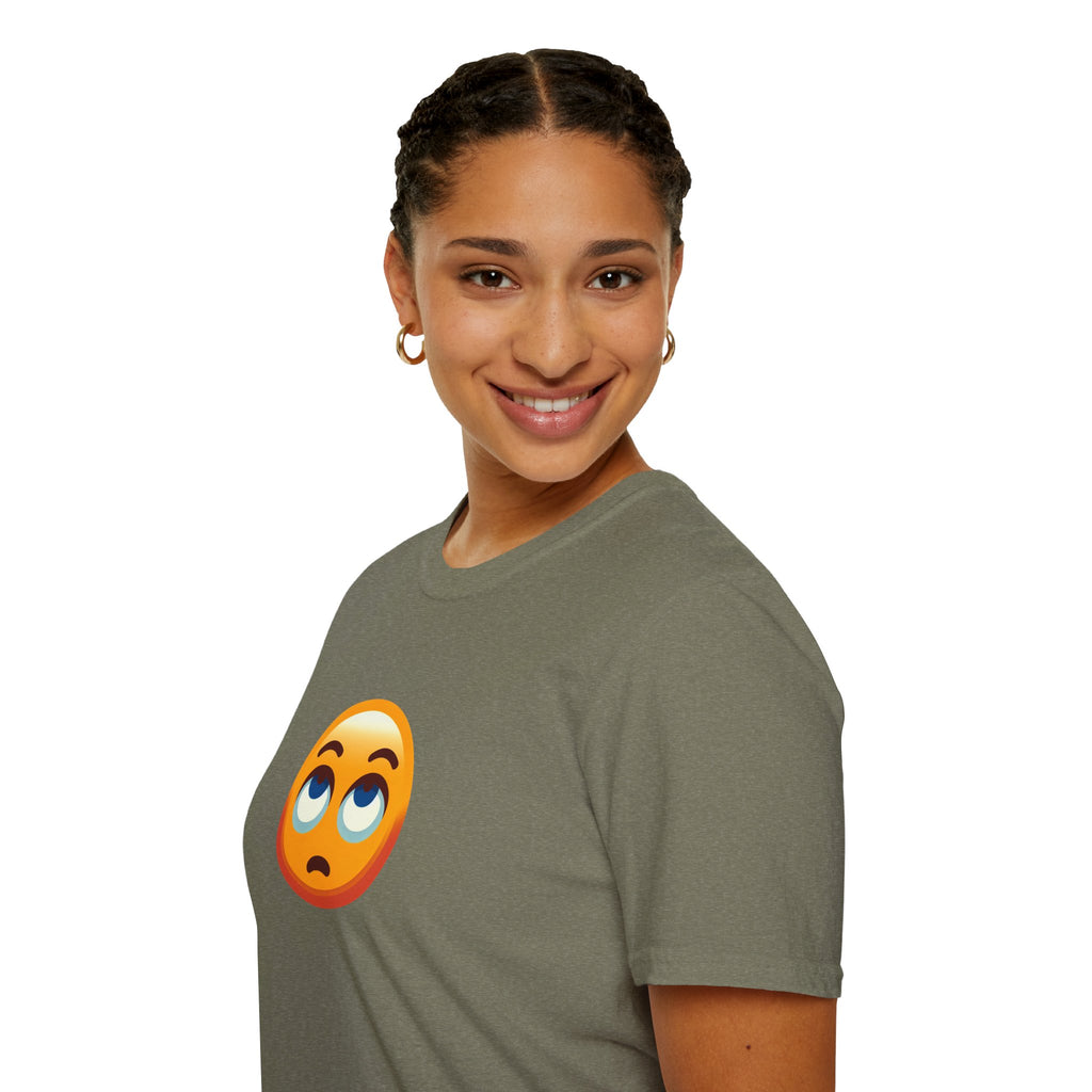 Camiseta unisex de estilo suave con emoji de ojos en blanco | Camiseta gráfica informal para el día a día