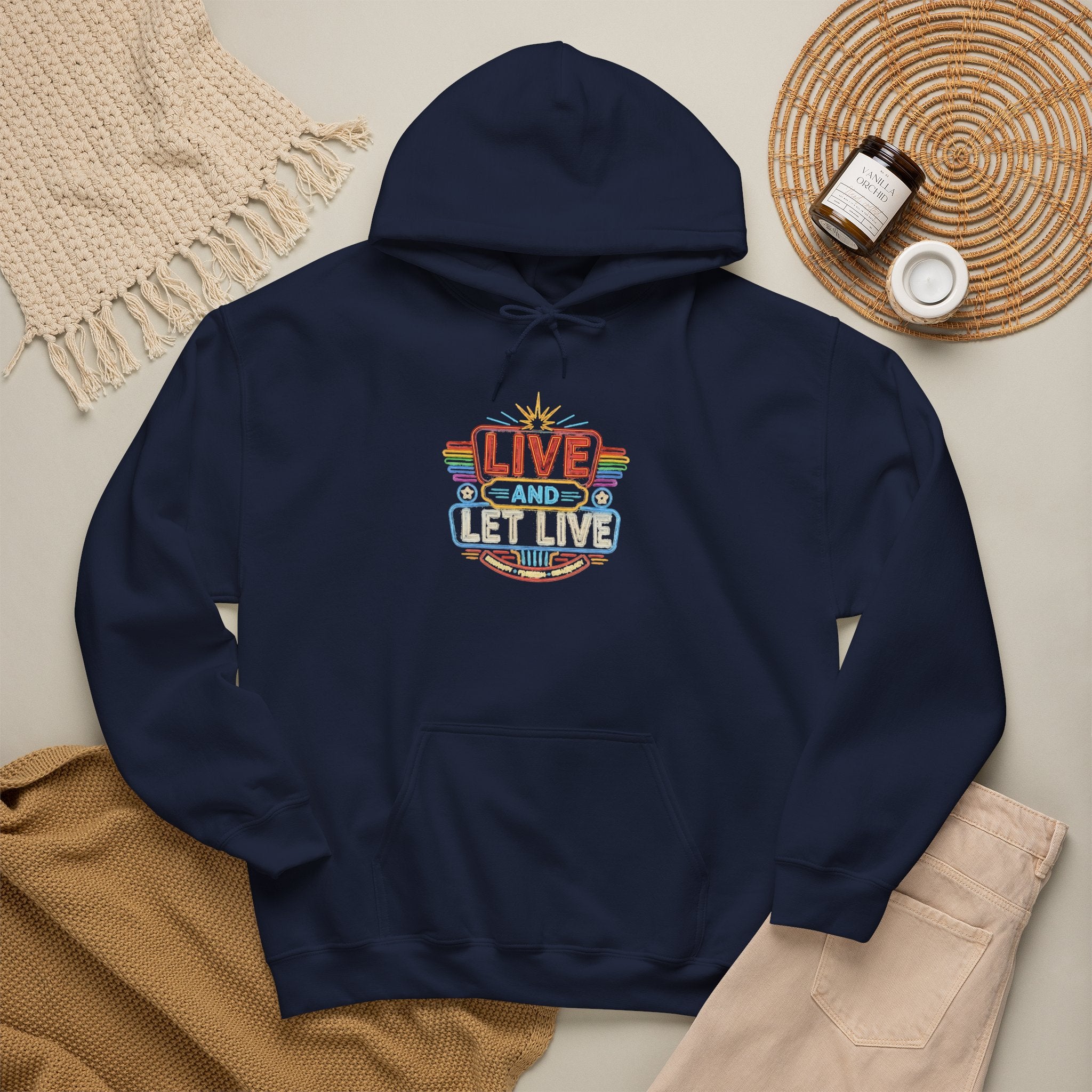 Live And Let Live Hoodie — Retro Peace Graphic Pullover