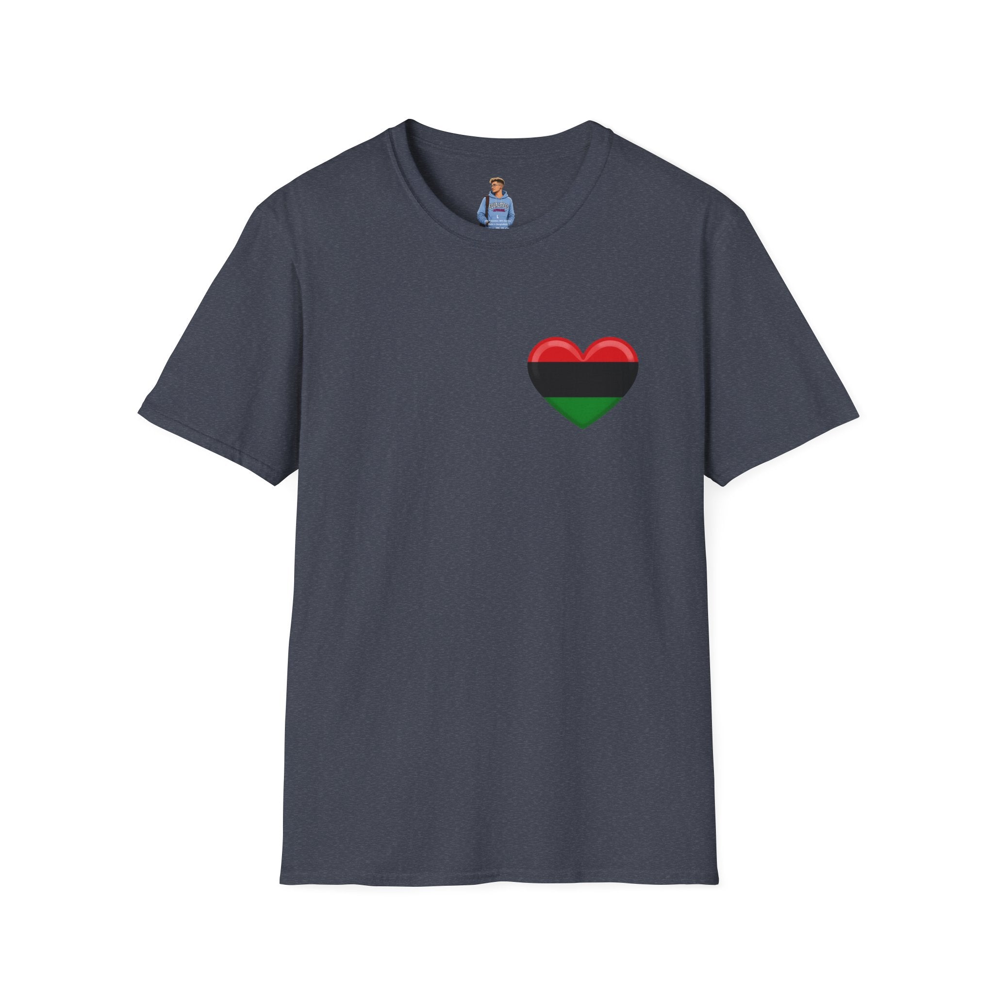 Camiseta unisex de estilo suave Unity and Heritage con corazón panafricano