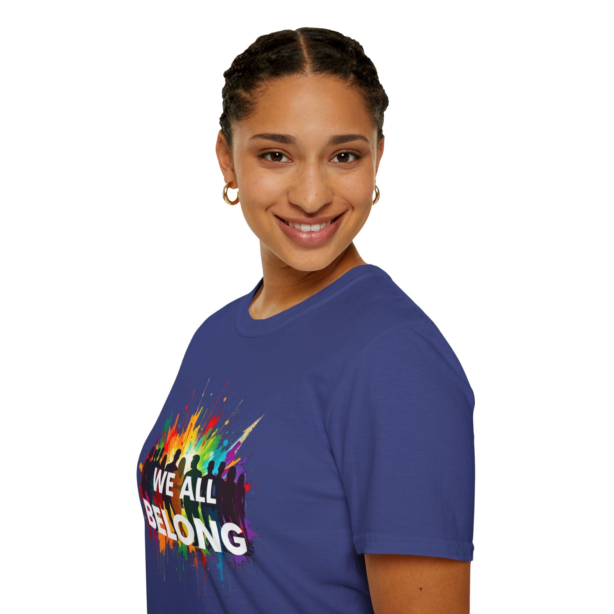 We All Belong Unisex Softstyle T-Shirt - Colorful Pride Tee