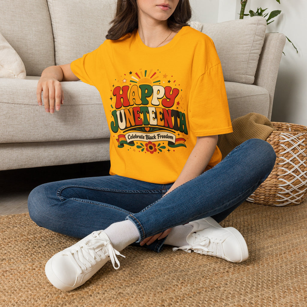 Juneteenth T-Shirt - "Happy Juneteenth" Retro Celebration Tee