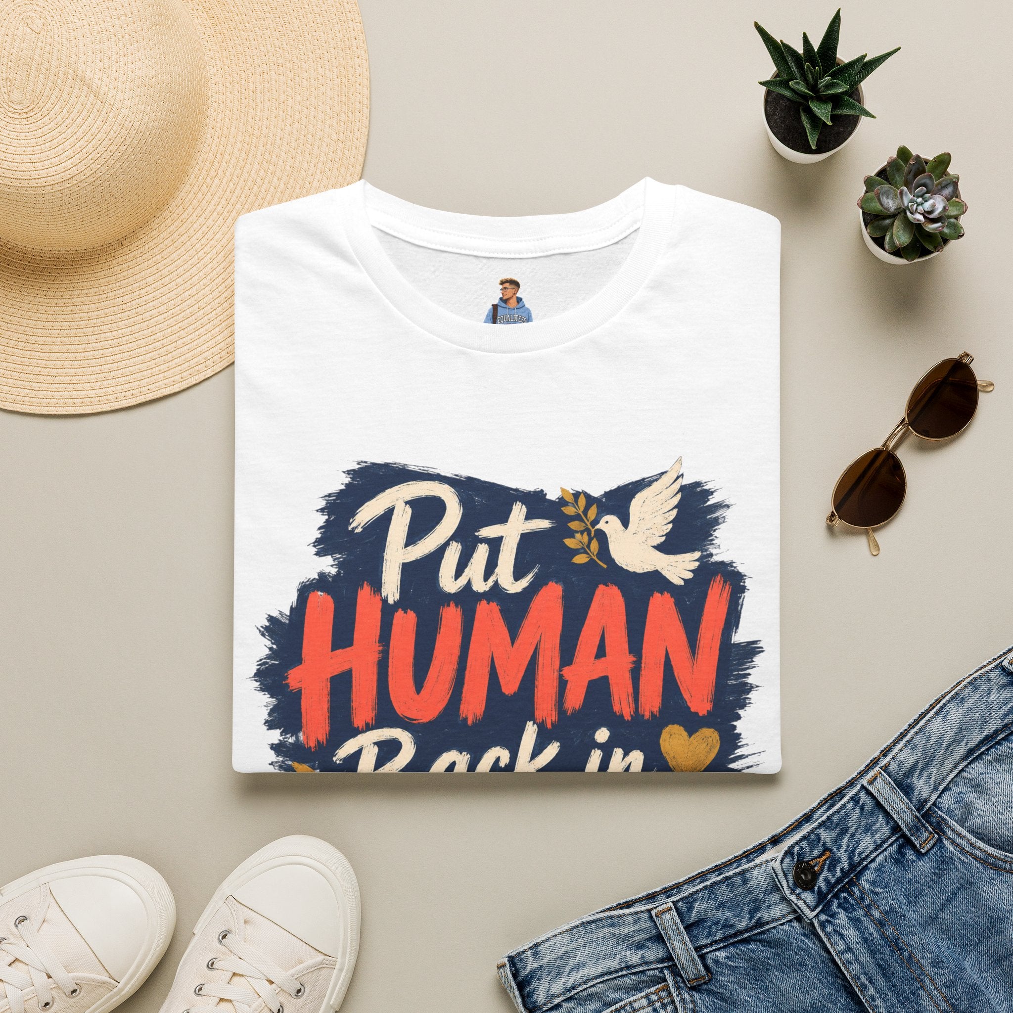 Put Human Back in Humanity T-Shirt — Inspirational Peace Dove Tee