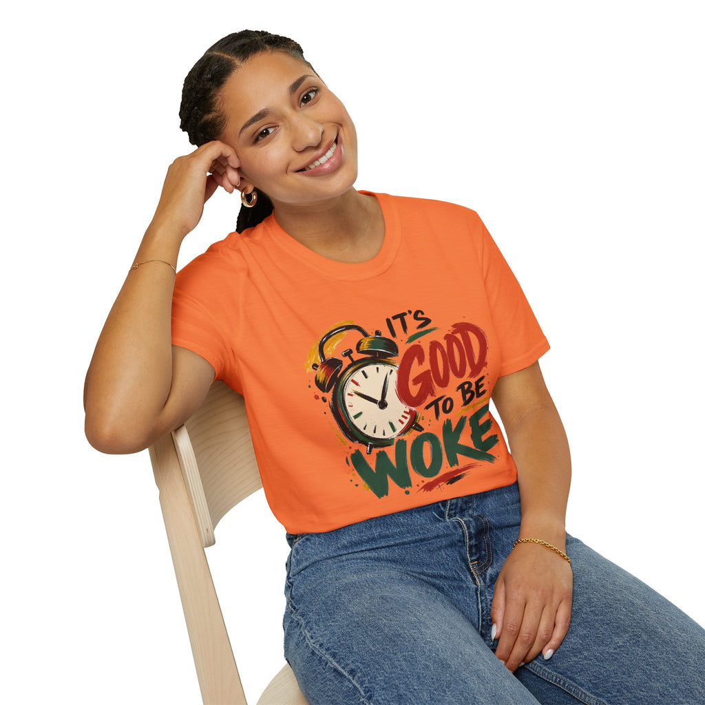T-Shirt — "It's Good To Be Woke" Graphic Tee (Alarm Clock Design)