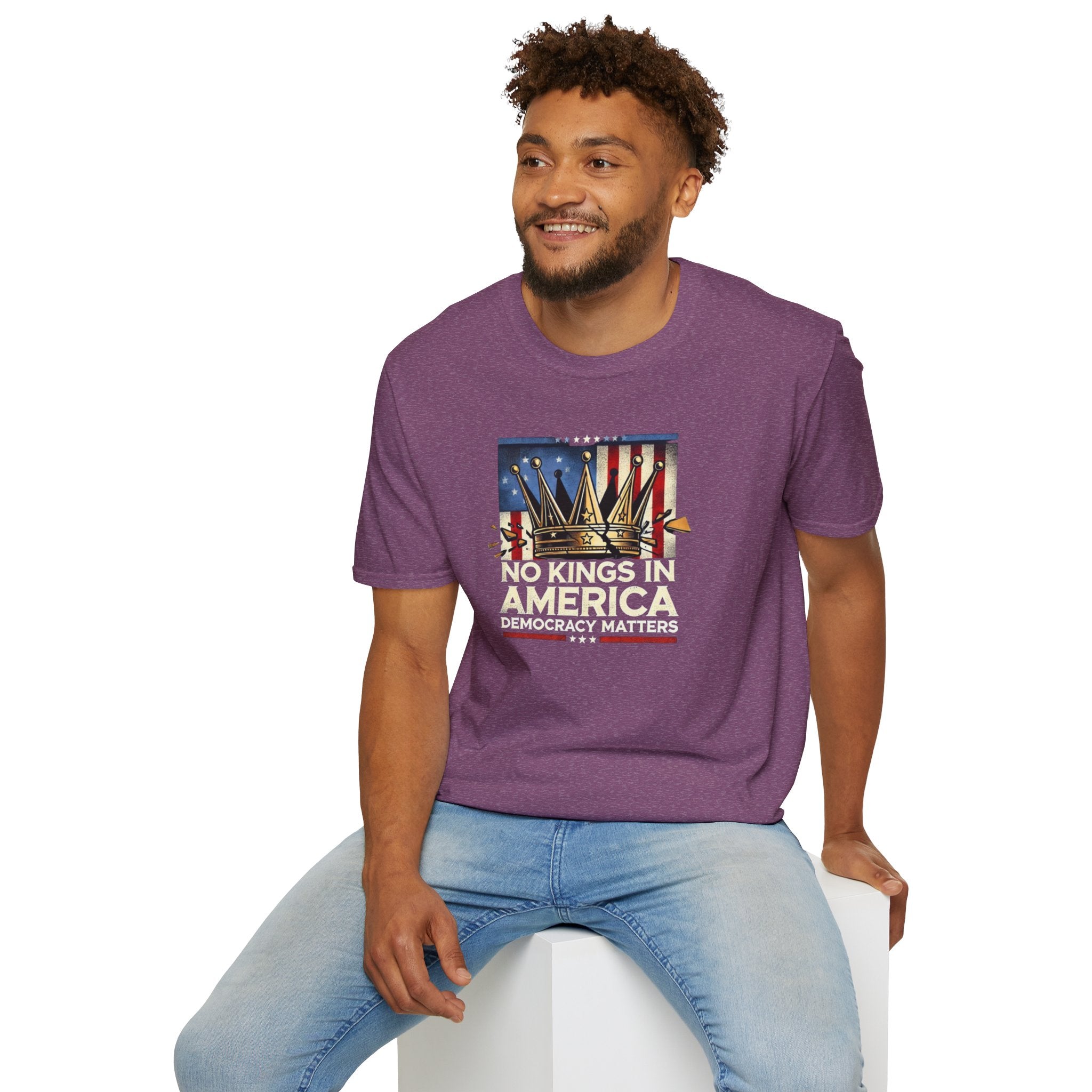 No Kings in America-Democracy Matters  Unisex Softstyle T-Shirt