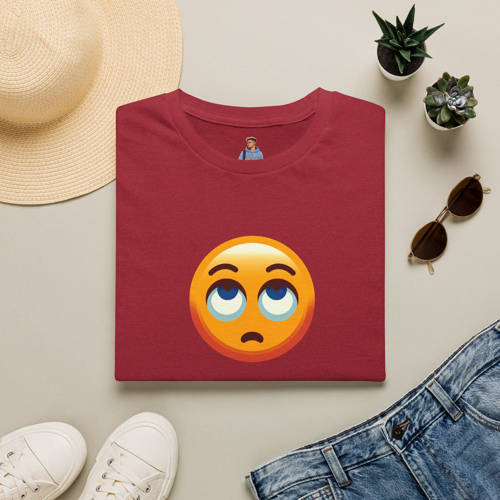 Camiseta unisex de estilo suave con emoji de ojos en blanco | Camiseta gráfica informal para el día a día