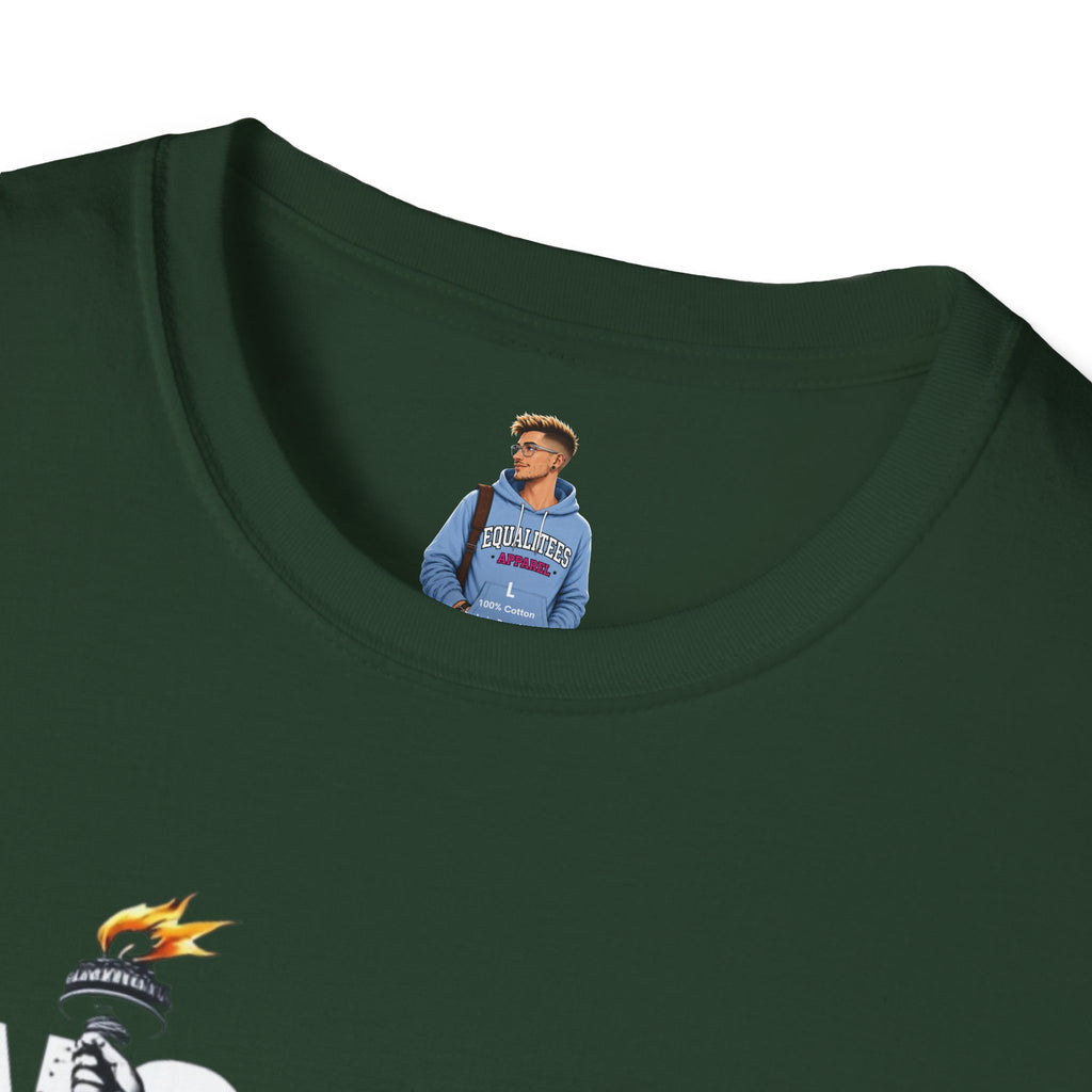 Camiseta unisex de estilo suave: camiseta gráfica con el lema "Nadie es ilegal" para defensores de la justicia social