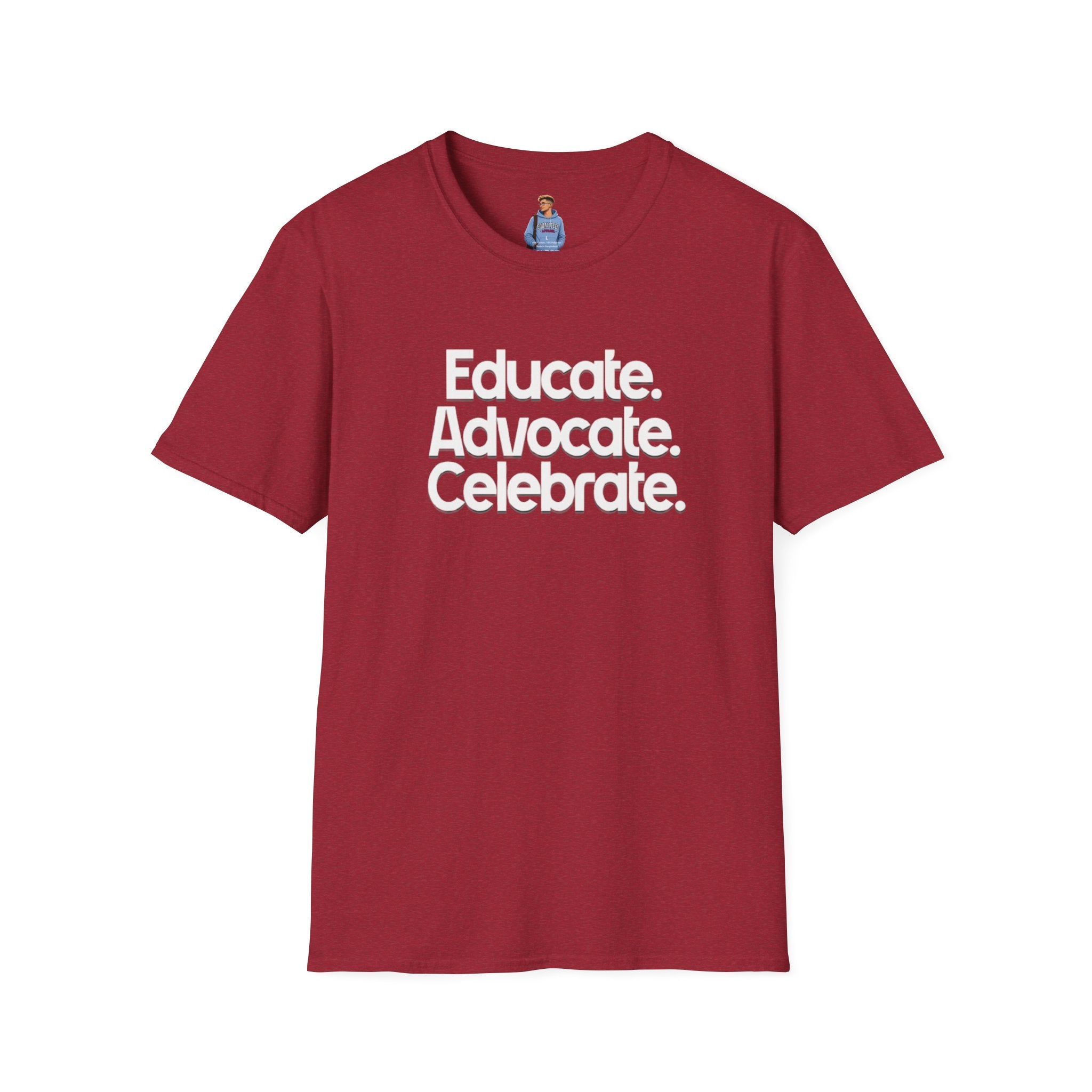 Educate. Advocate. Celebrate. Minimalist Pride T-Shirt
