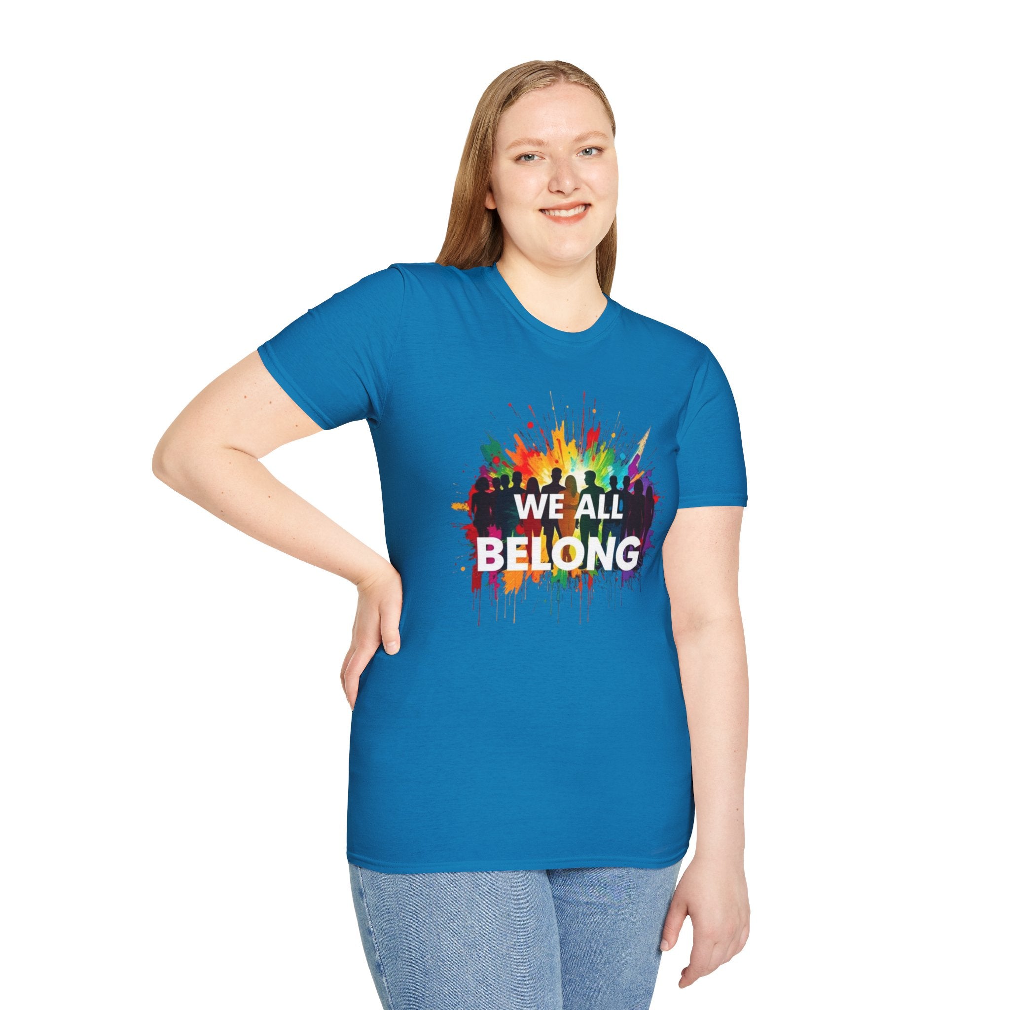 We All Belong Unisex Softstyle T-Shirt - Colorful Pride Tee