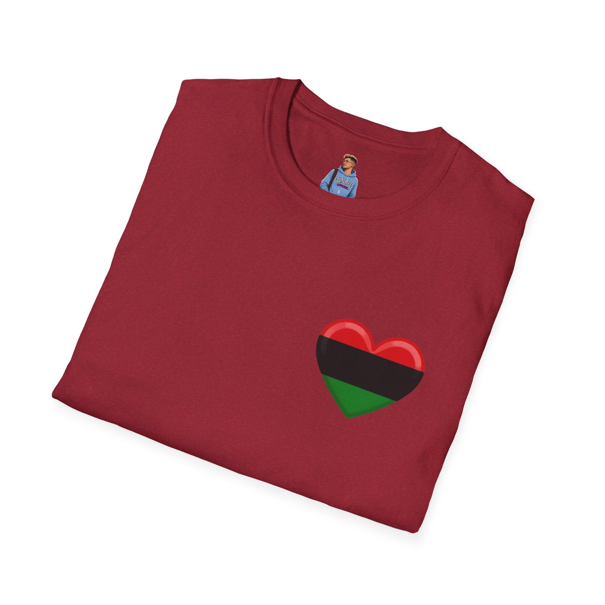 Camiseta unisex de estilo suave Unity and Heritage con corazón panafricano