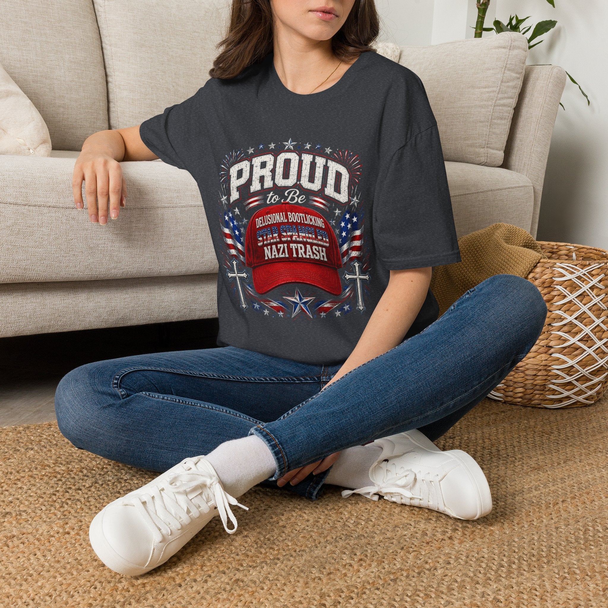 Star Spangled Awesome Graphic Tee ("Proud to Be Delusional Bootlicking Nazi Trash")