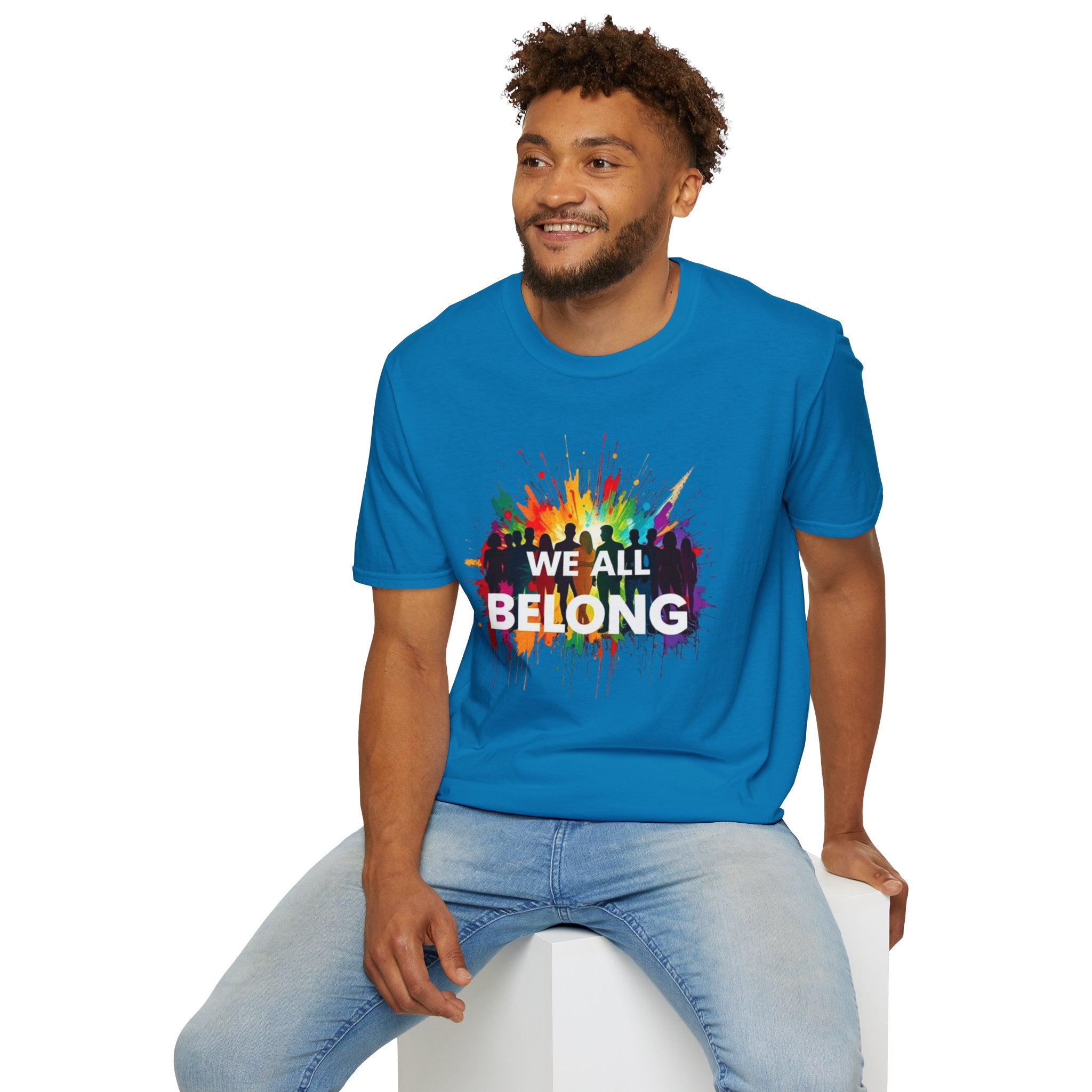 We All Belong Unisex Softstyle T-Shirt - Colorful Pride Tee