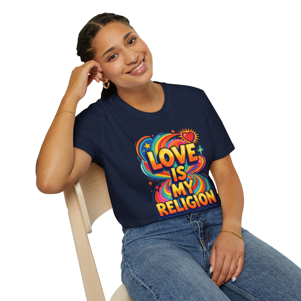 Love Is My Religion Retro Rainbow Graphic T-shirt